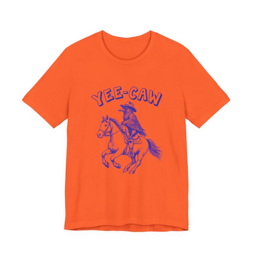 Yee-Caw Crow Cowboy Raven Horseback Riding Humor Graphic Tee