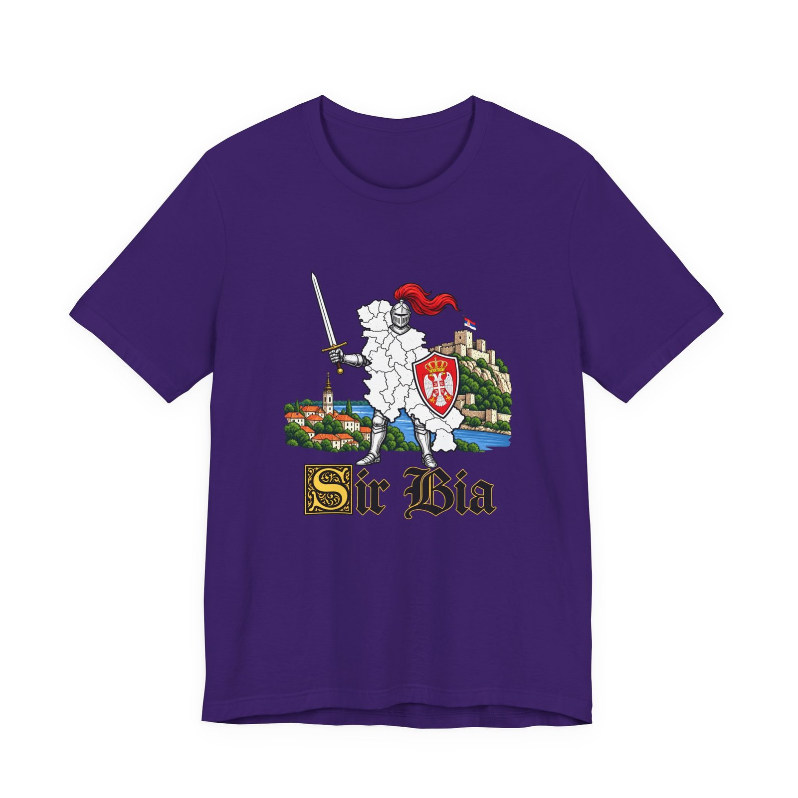Ser Bia Heraldic Knight Heritage Serbia Pun Graphic Tee - Image 37