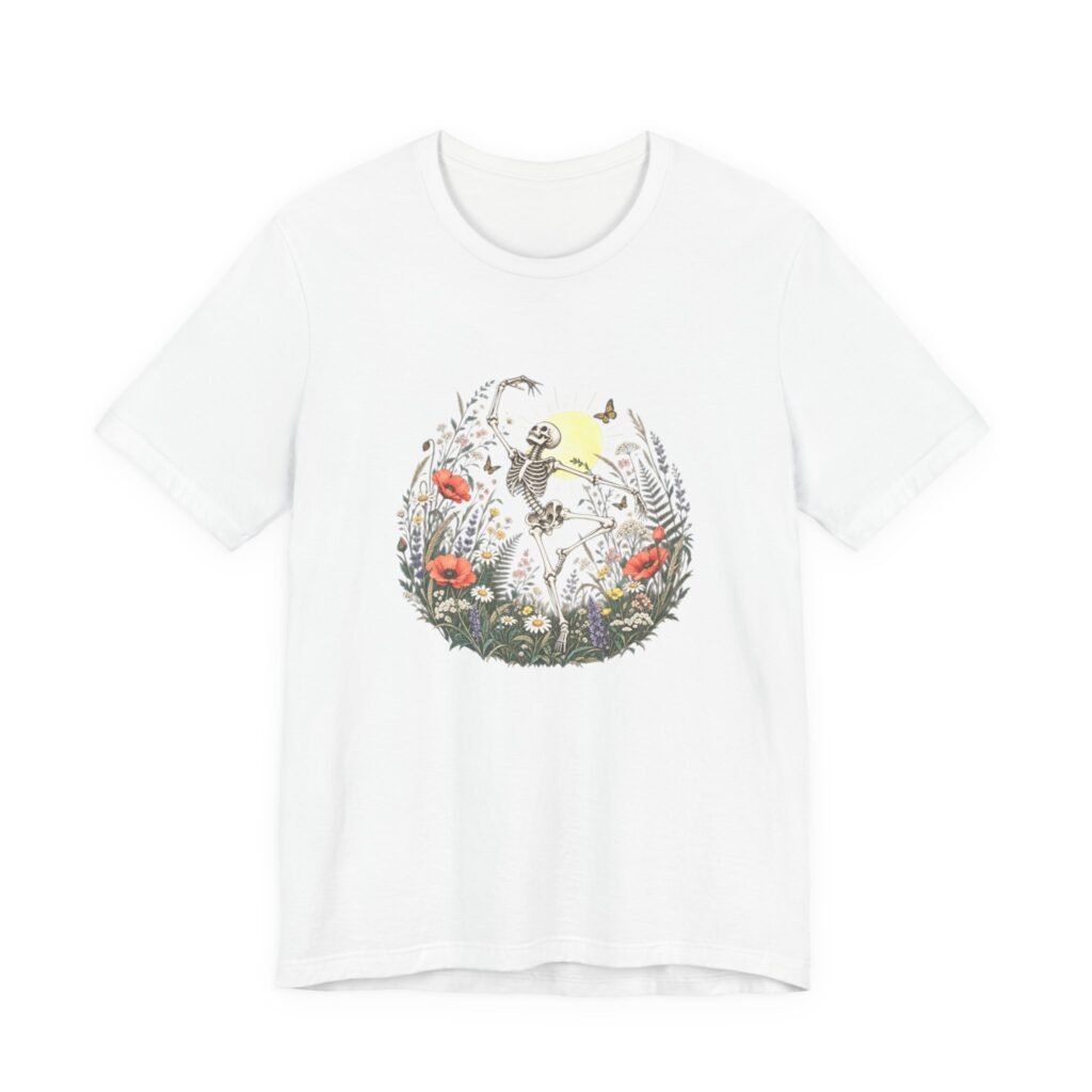 Dancing Halloween Skeleton Wildflower Graphic Tee