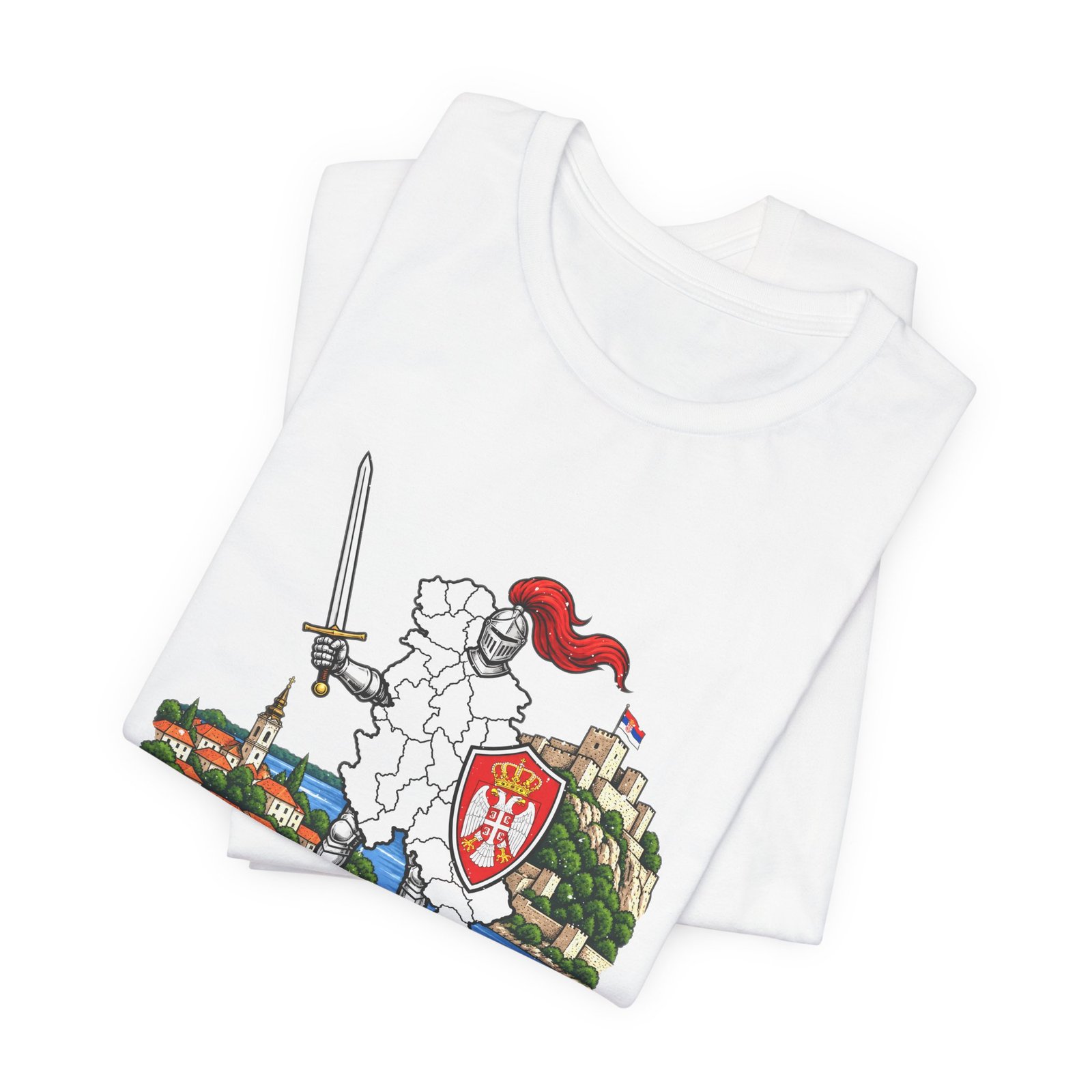 Ser Bia Heraldic Knight Heritage Serbia Pun Graphic Tee - Image 3