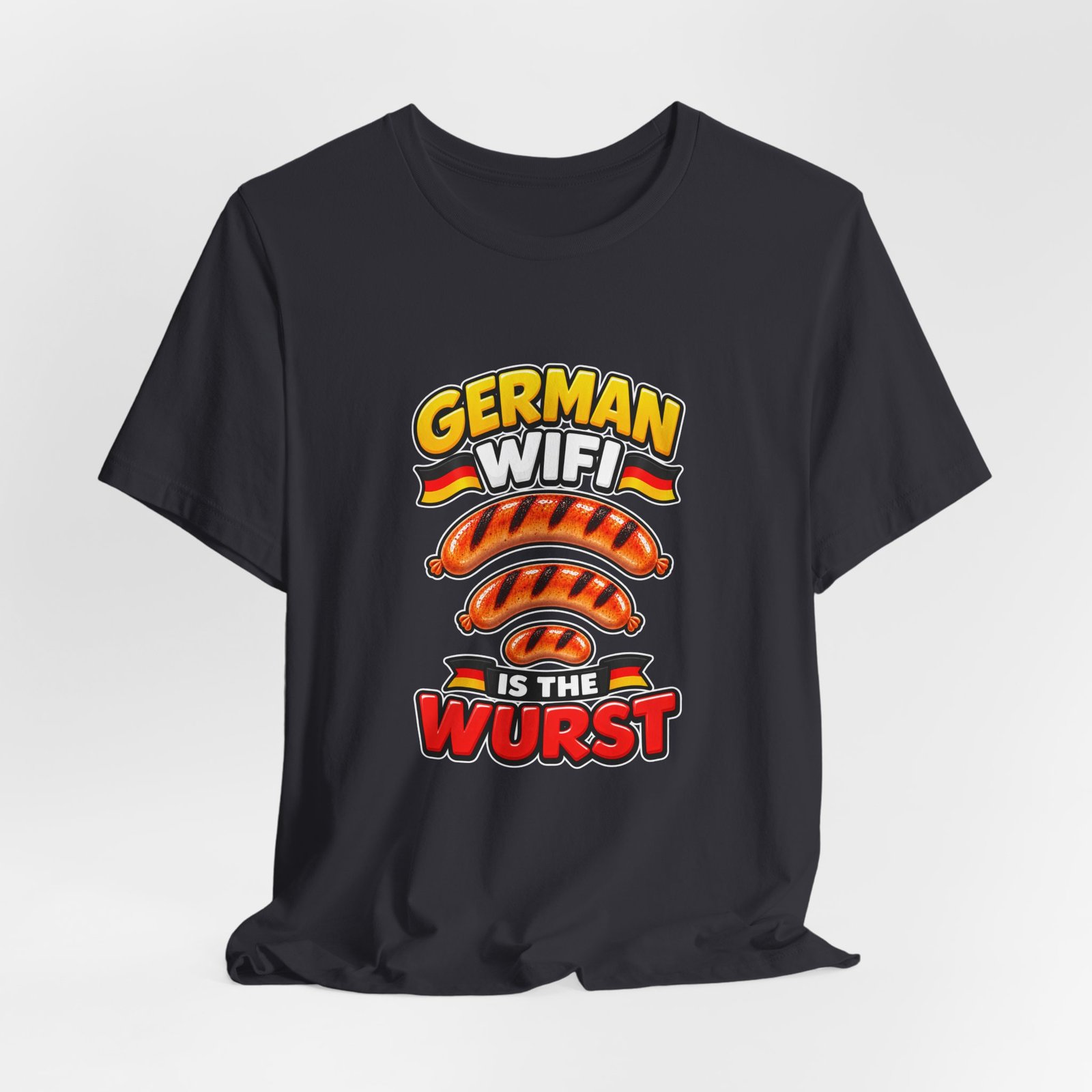 German WiFi Is The Wurst Sausage Pun Graphic Tee - Image 24