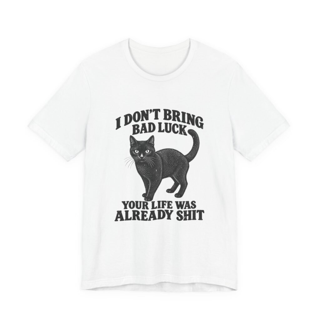 Black Bad Luck Cat Superstition Humor Graphic Tee