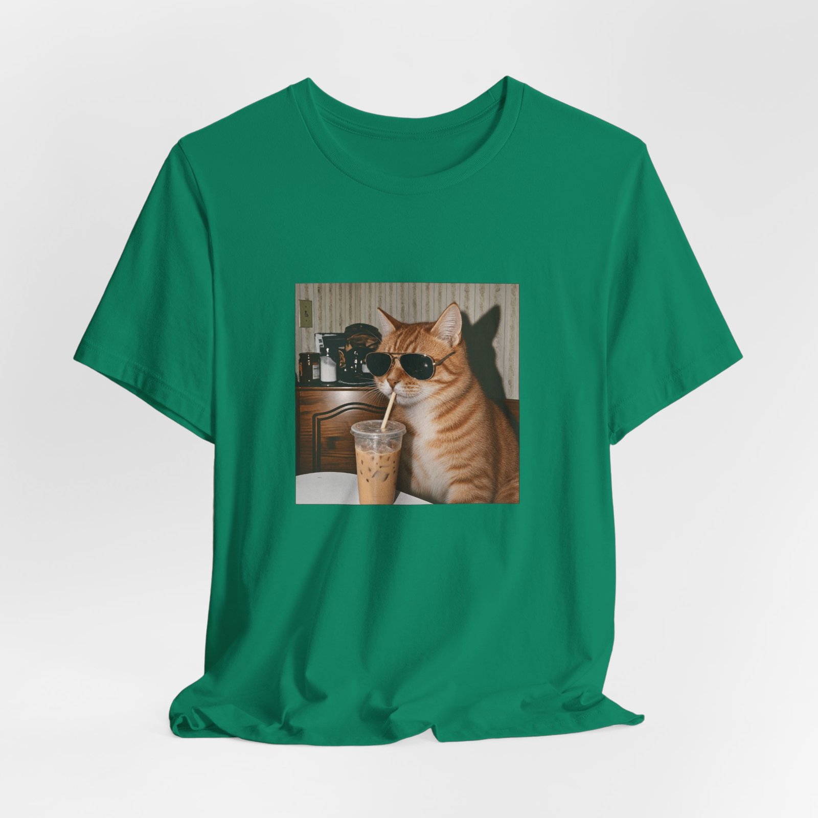 Cat Drinking Iced Coffee Graphic Tee - Image 28