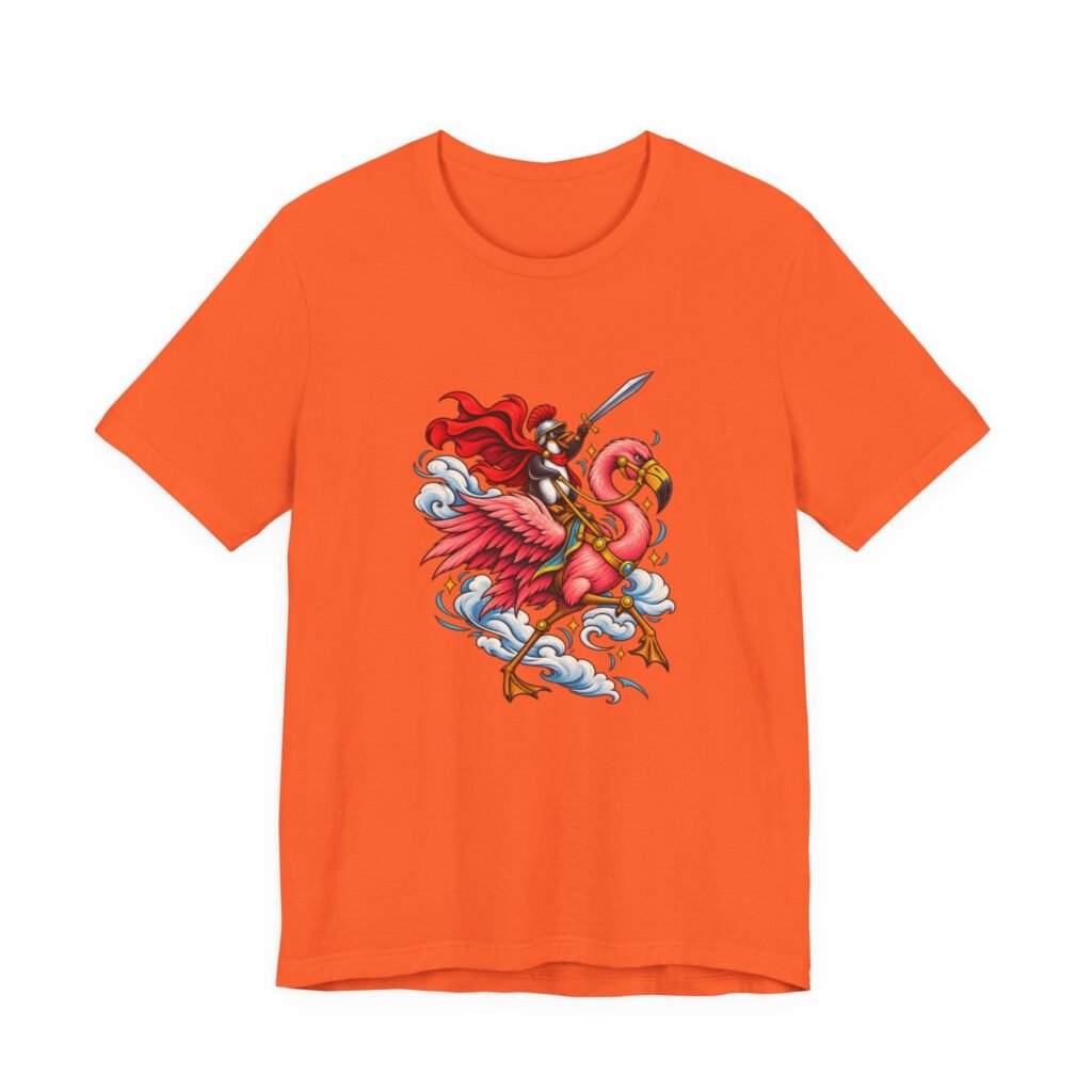 Penguin Knight On Flamingo Fantasy Adventure Graphic Tee