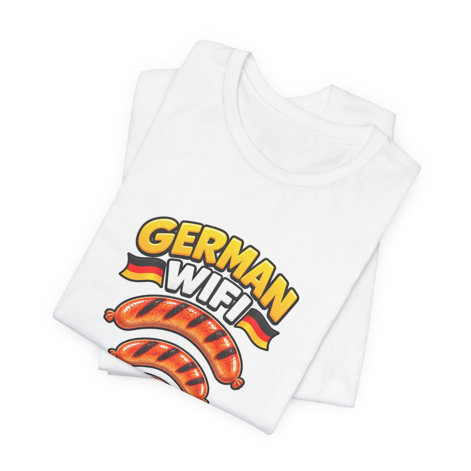 German WiFi Is The Wurst Sausage Pun Graphic Tee - Image 3