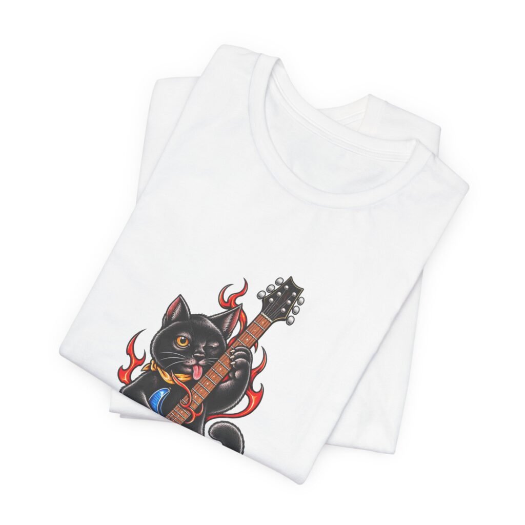 Cat Rock Guitar Flames Graphic Tee