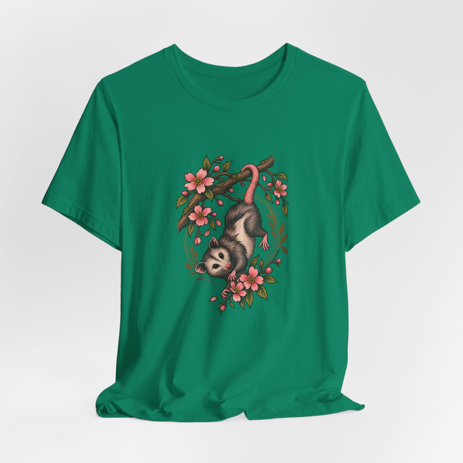 Opossum Hanging Among Blossoms Graphic Tee - Image 28