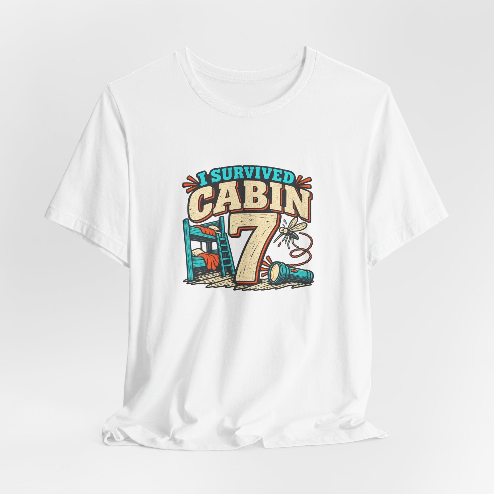 Survived Cabin 7 Summer Camp Humor Graphic Tee - Image 4