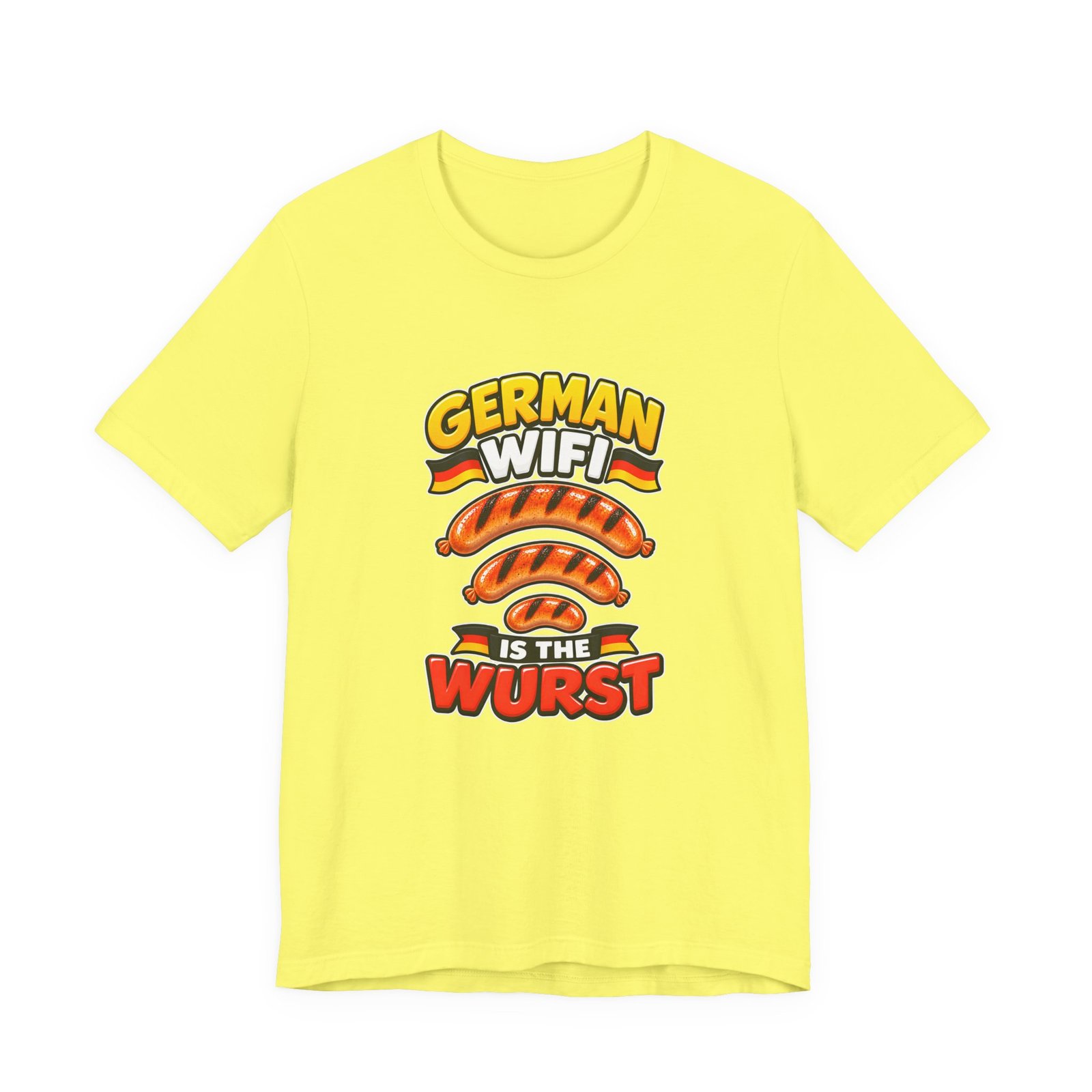 German WiFi Is The Wurst Sausage Pun Graphic Tee - Image 17
