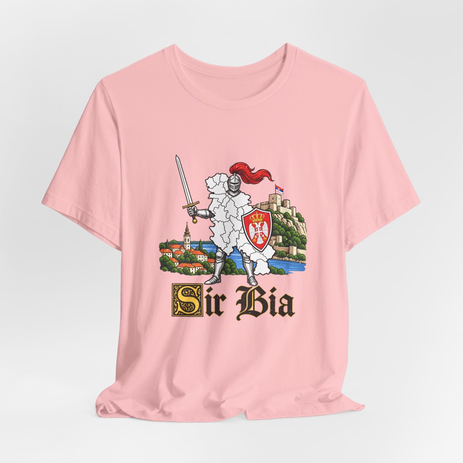 Ser Bia Heraldic Knight Heritage Serbia Pun Graphic Tee - Image 44