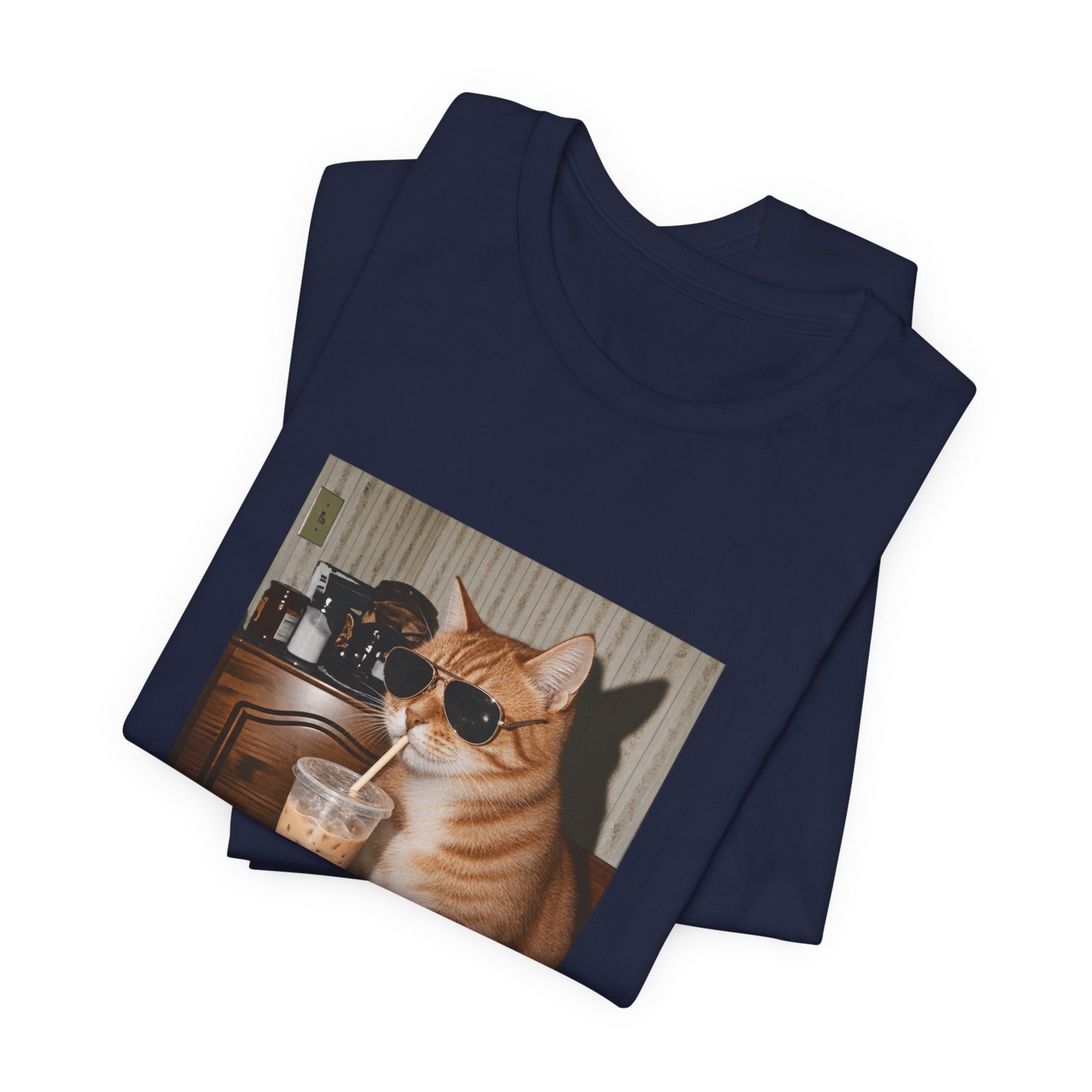 Cat Drinking Iced Coffee Graphic Tee - Image 35