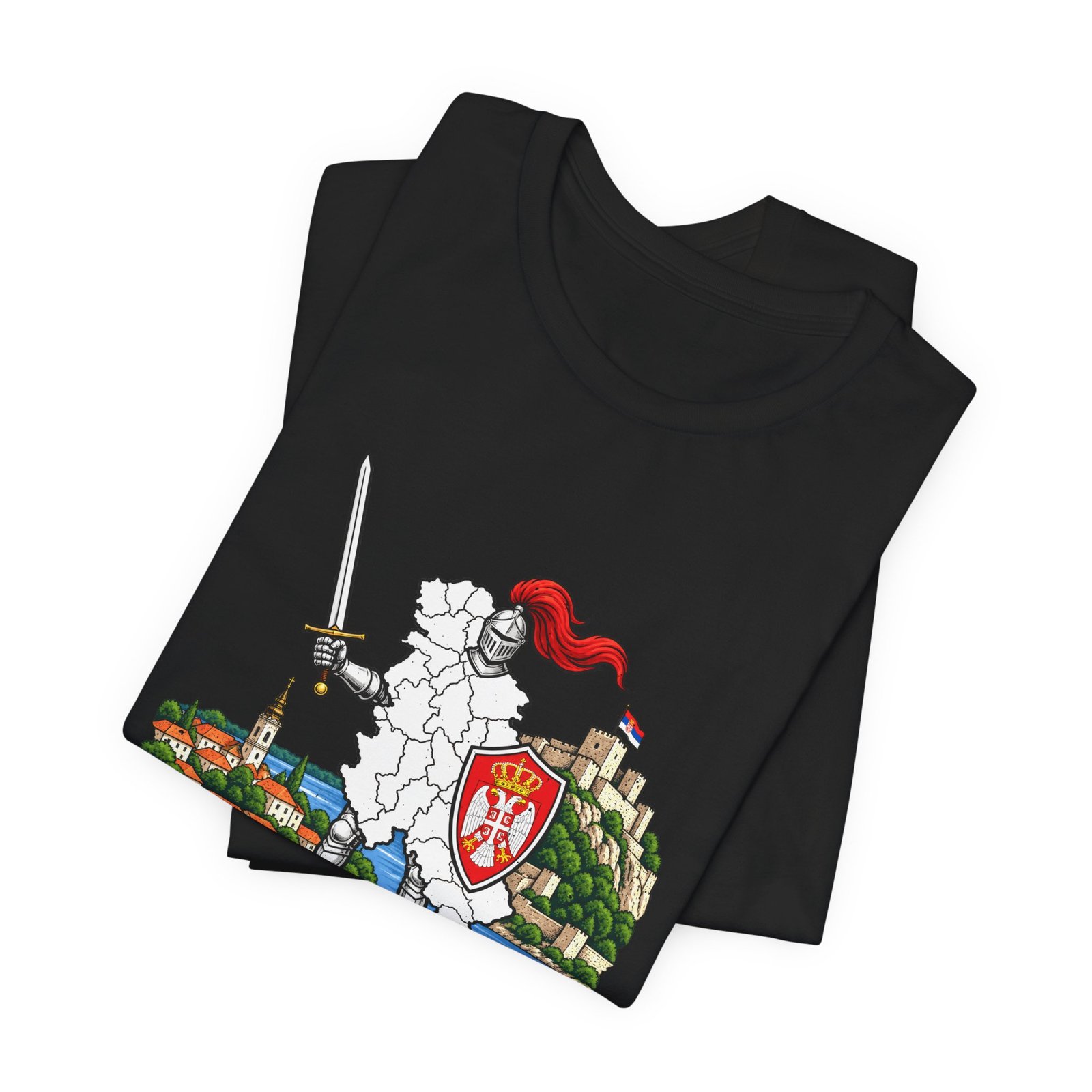 Ser Bia Heraldic Knight Heritage Serbia Pun Graphic Tee - Image 15