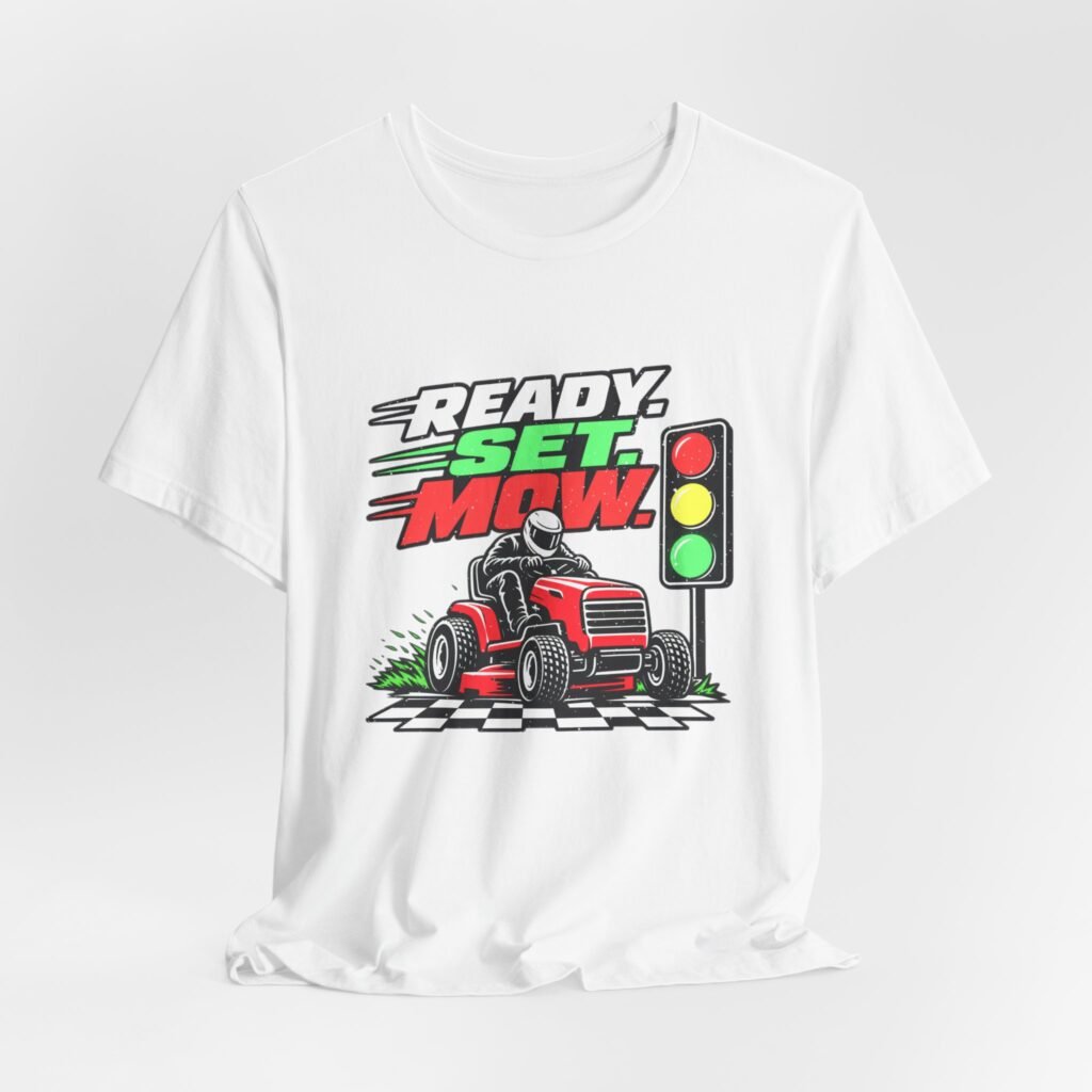 Read Set Mow Lawn Mower Racing Dad Jokes Graphic Tee