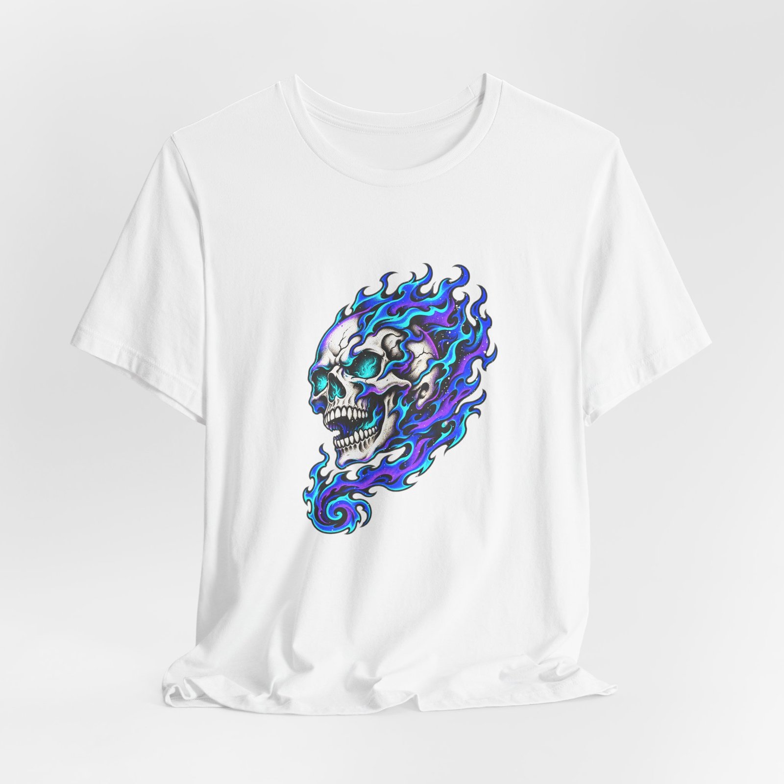 Flaming Skull Dark Fantasy Art Graphic Tee - Image 4