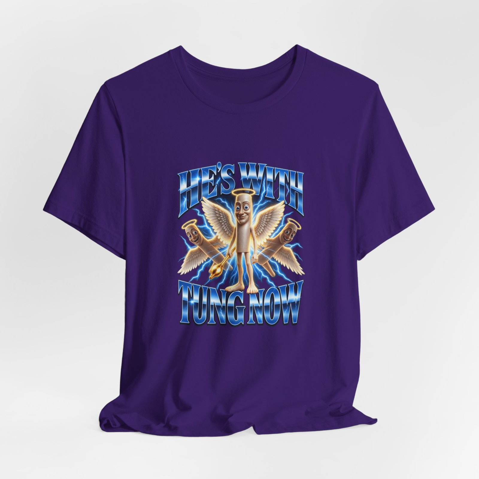 He’s With Tung Sahur Now Meme Angel Humor Graphic Tee - Image 28