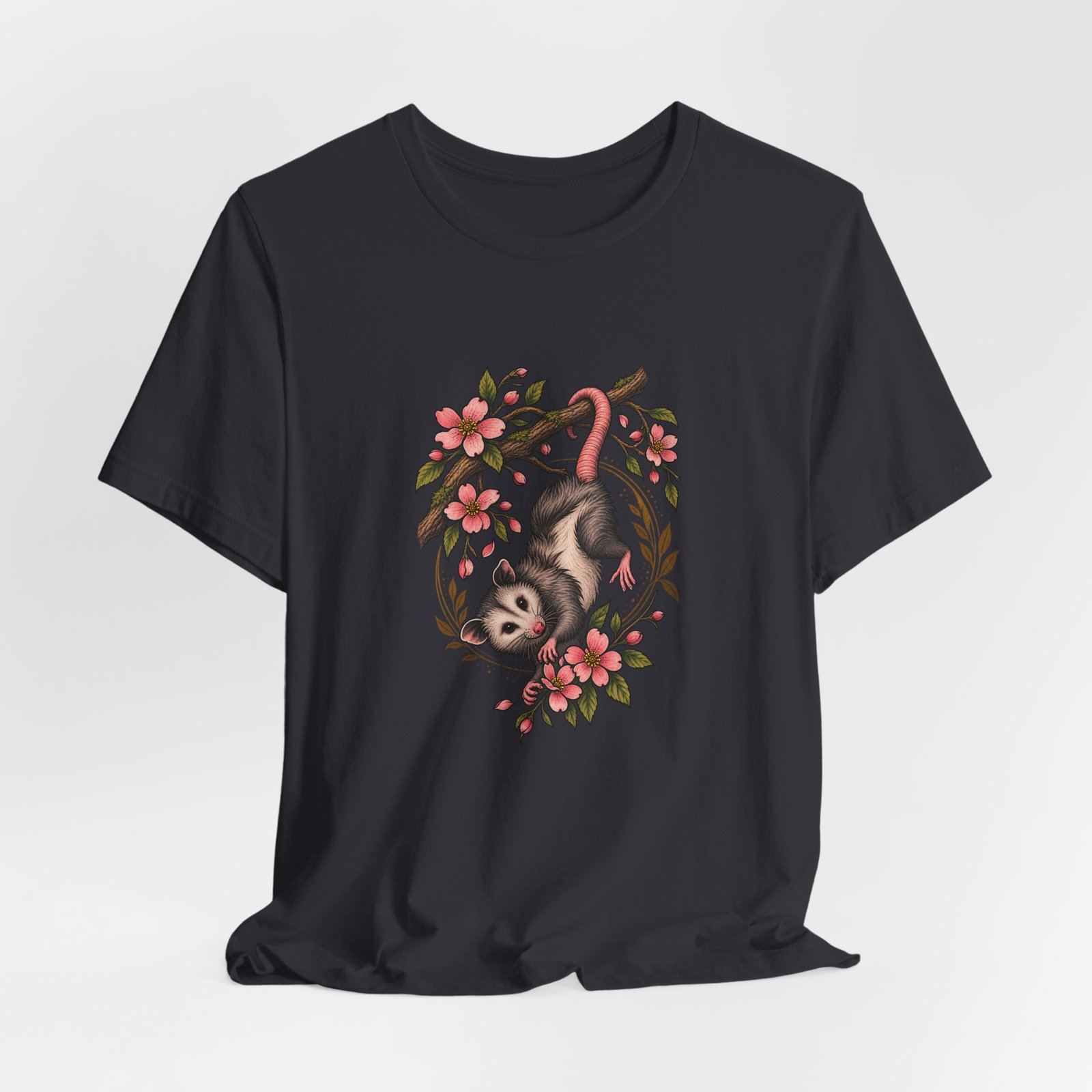 Opossum Hanging Among Blossoms Graphic Tee - Image 24