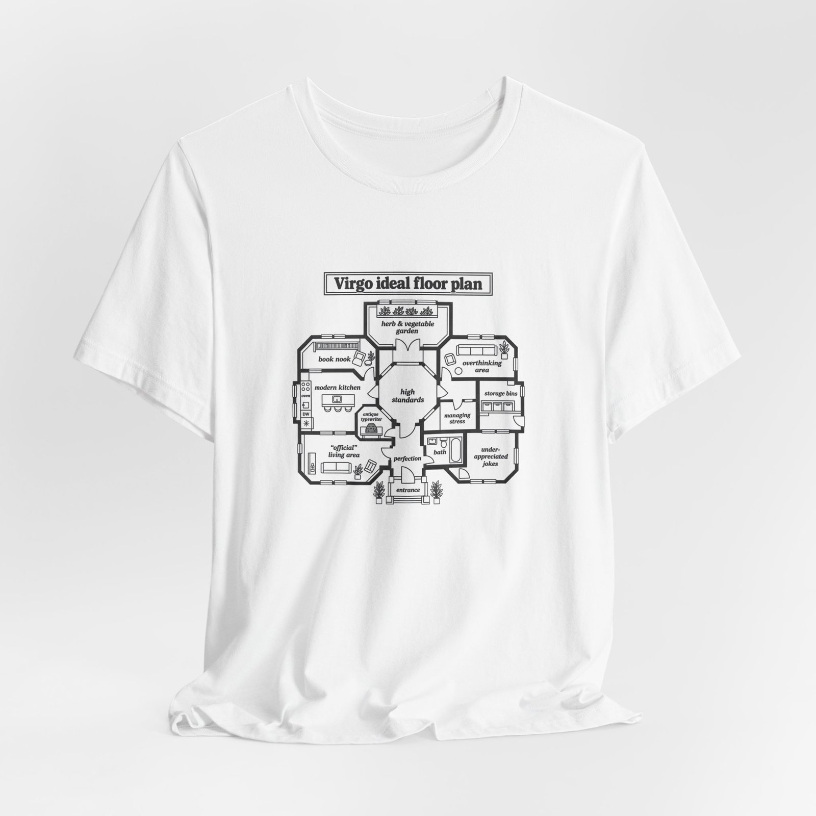 Virgo Ideal Floor Plan Humor Graphic Tee - Image 4