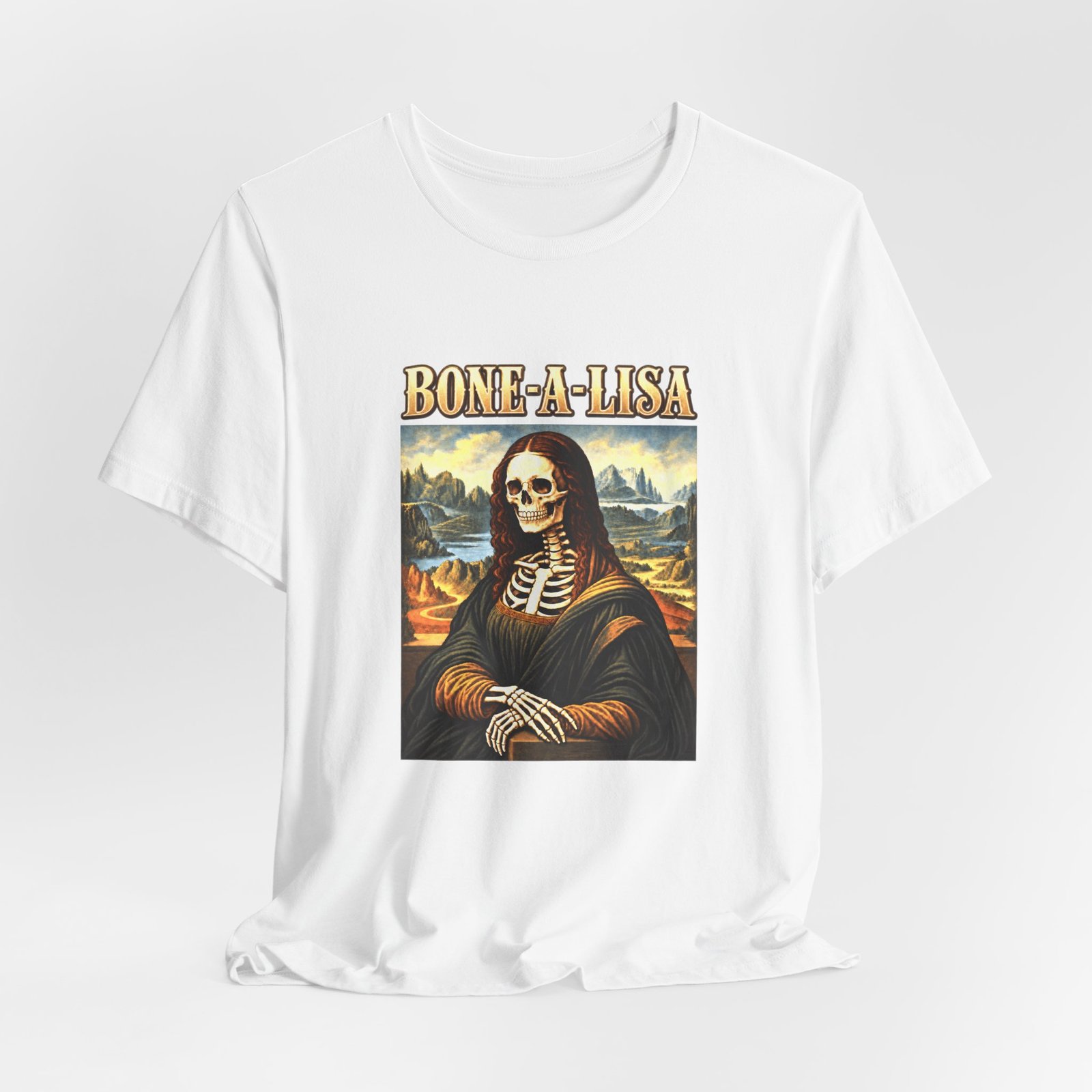 BONE-A-LISA Skeletal Memento Halloween Humor Graphic Tee - Image 4