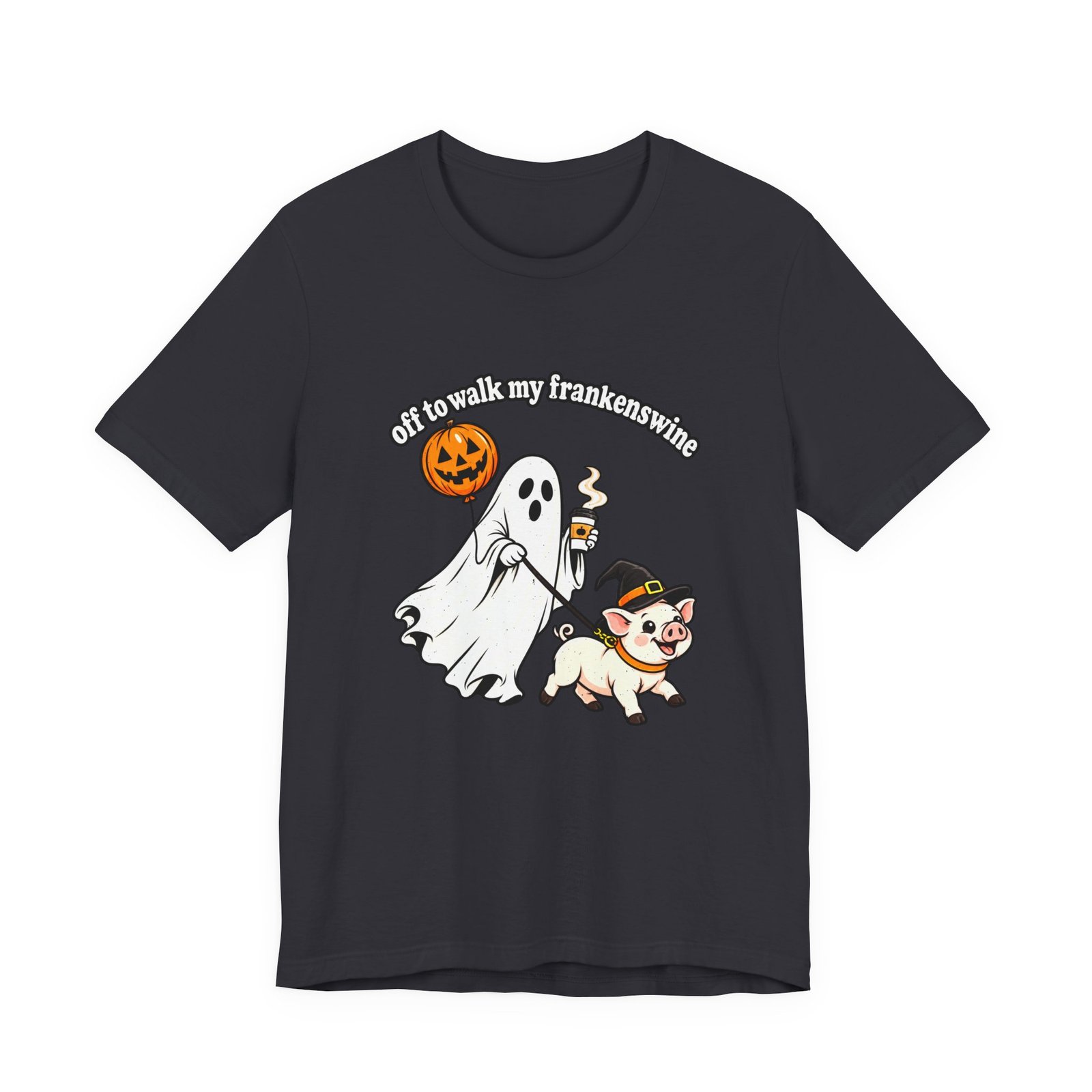Off To Walk My Frankenswine Halloween Pig Ghost With Witch Hat - Image 9