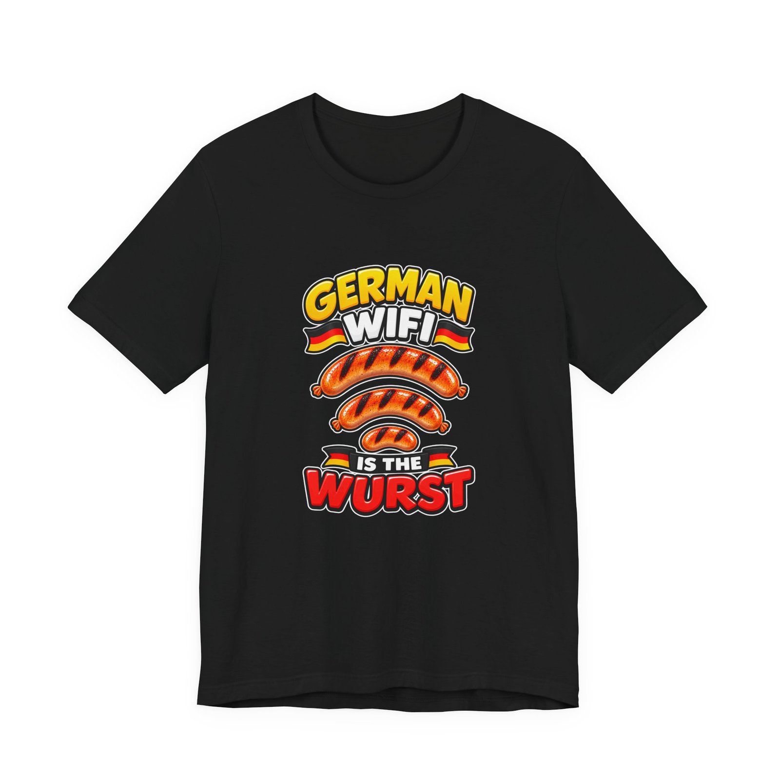 German WiFi Is The Wurst Sausage Pun Graphic Tee - Image 13