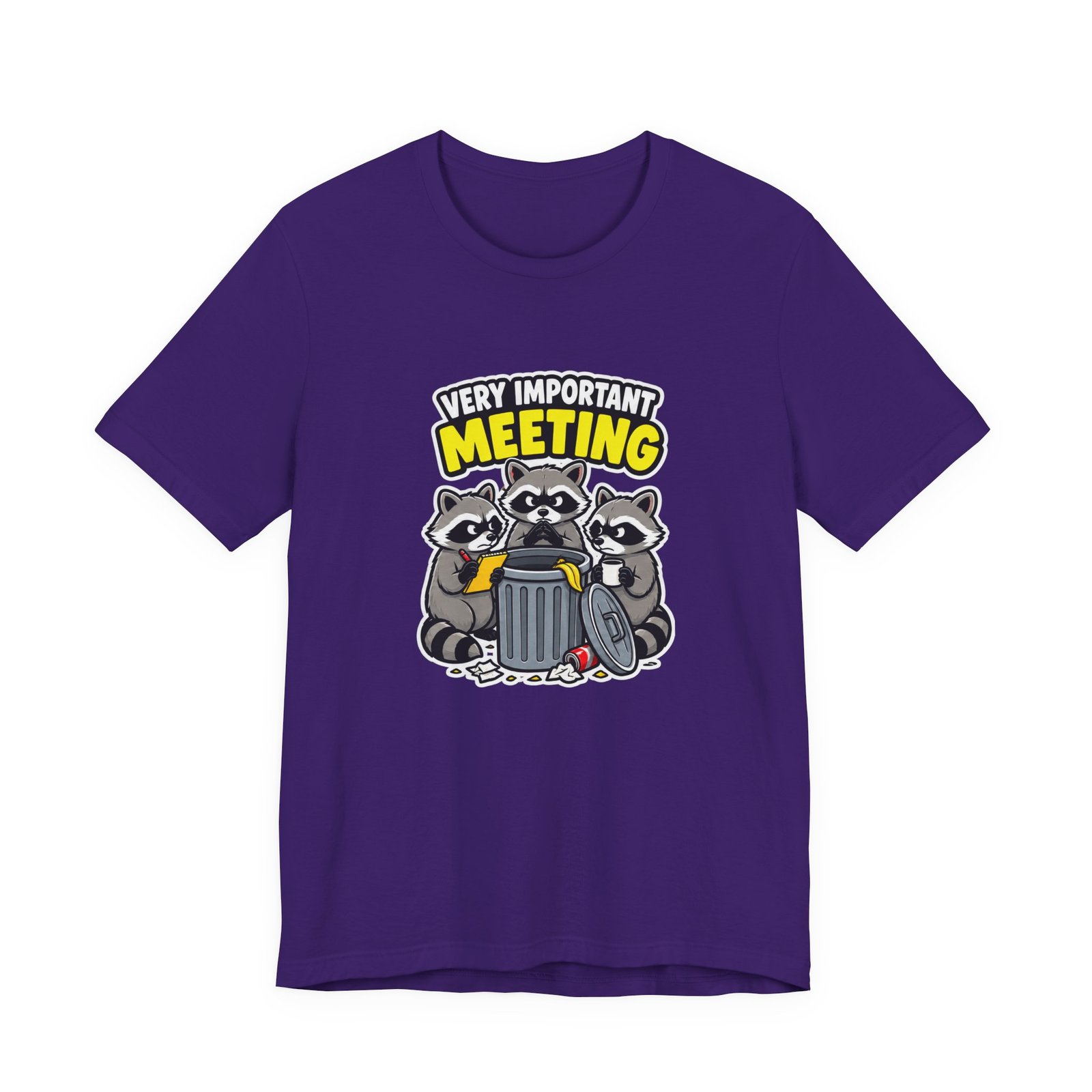 Very Important Meeting Raccoon Trash Can Humor Graphic Tee - Image 37