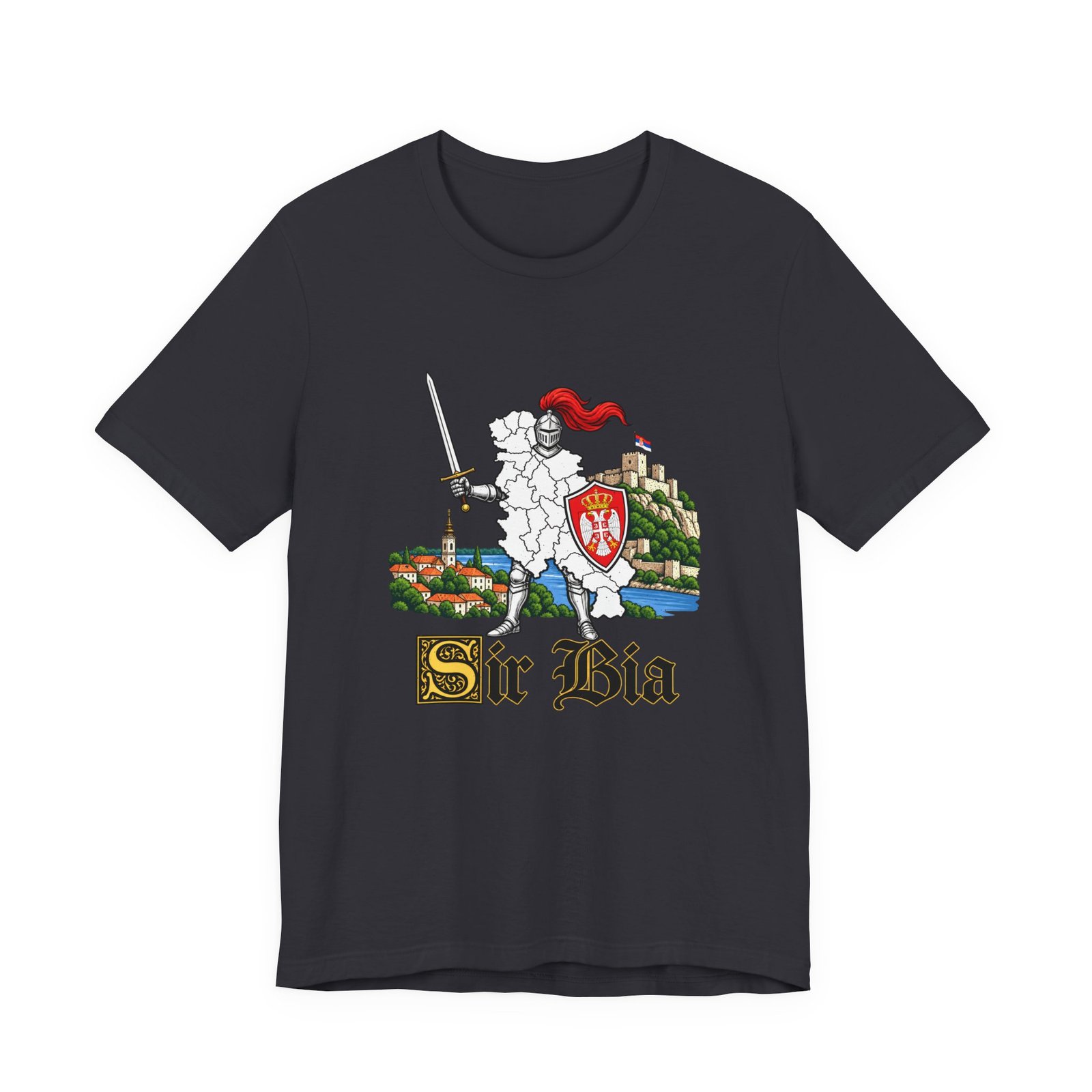 Ser Bia Heraldic Knight Heritage Serbia Pun Graphic Tee - Image 21