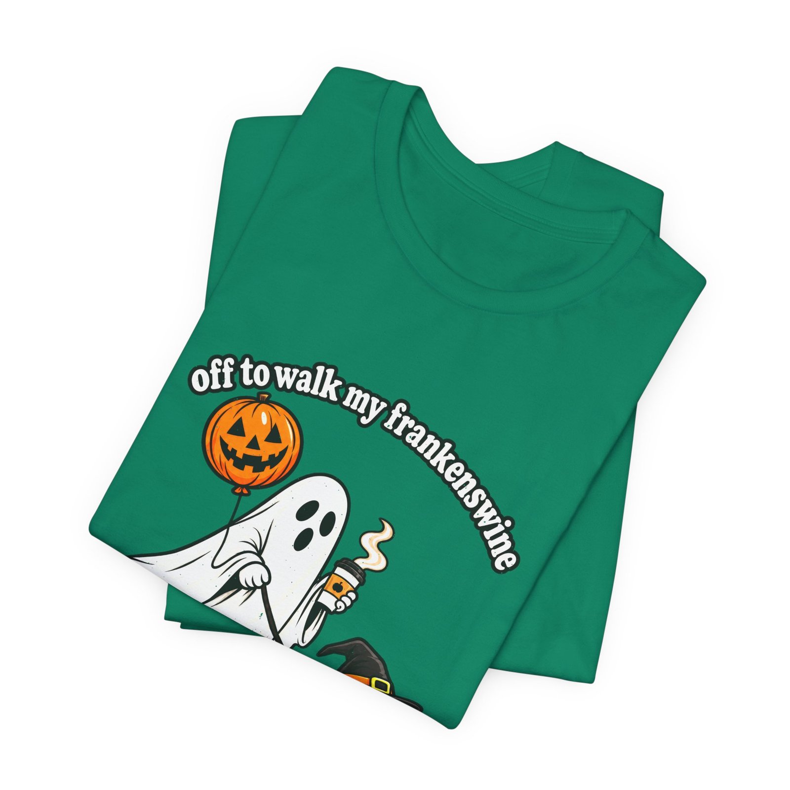 Off To Walk My Frankenswine Halloween Pig Ghost With Witch Hat - Image 15