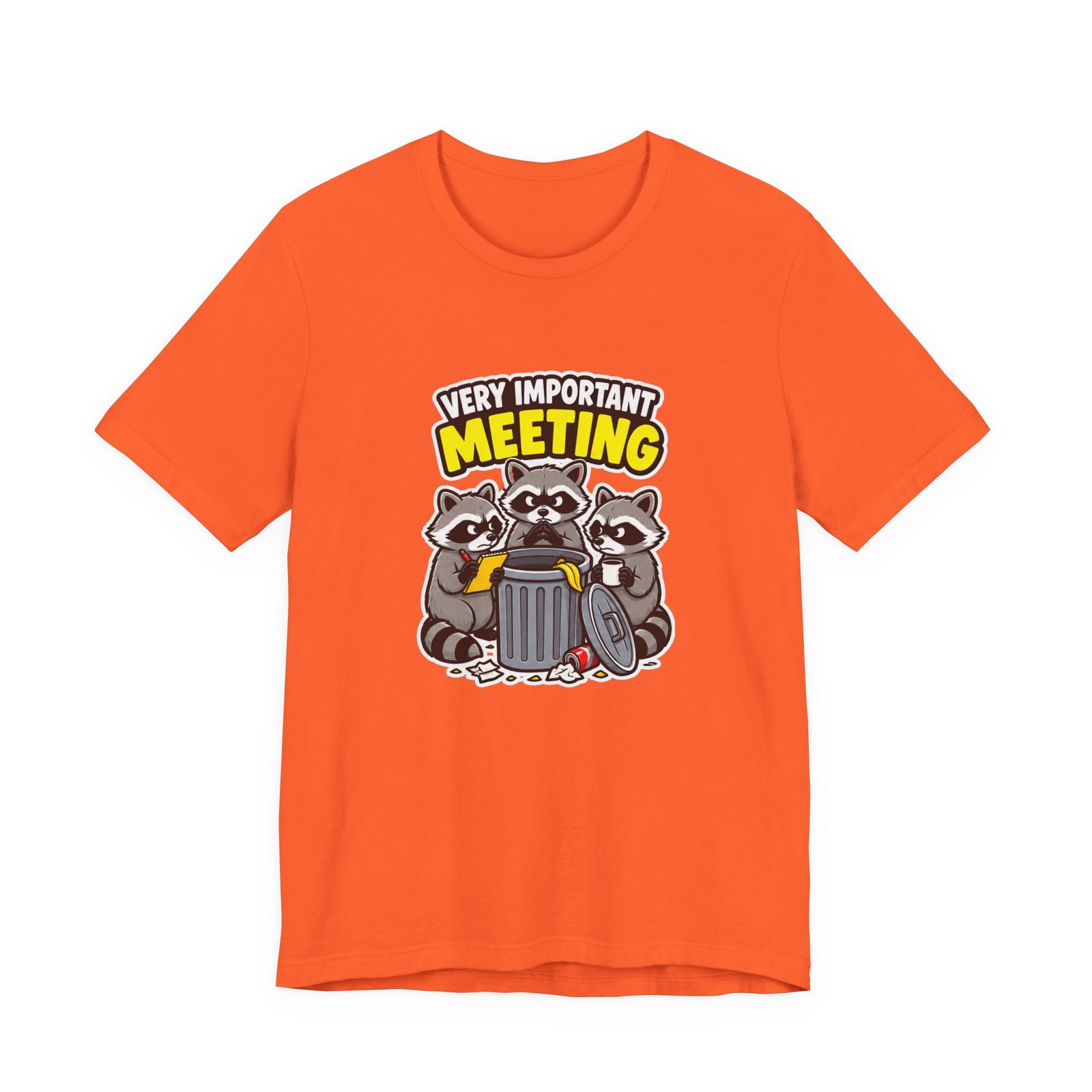Very Important Meeting Raccoon Trash Can Humor Graphic Tee - Image 5