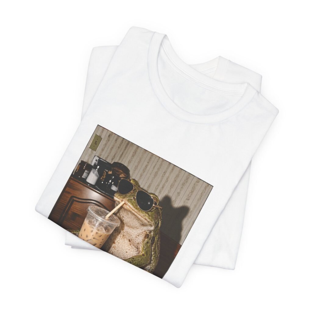 Sunglasses Frog Drinking Iced Coffee