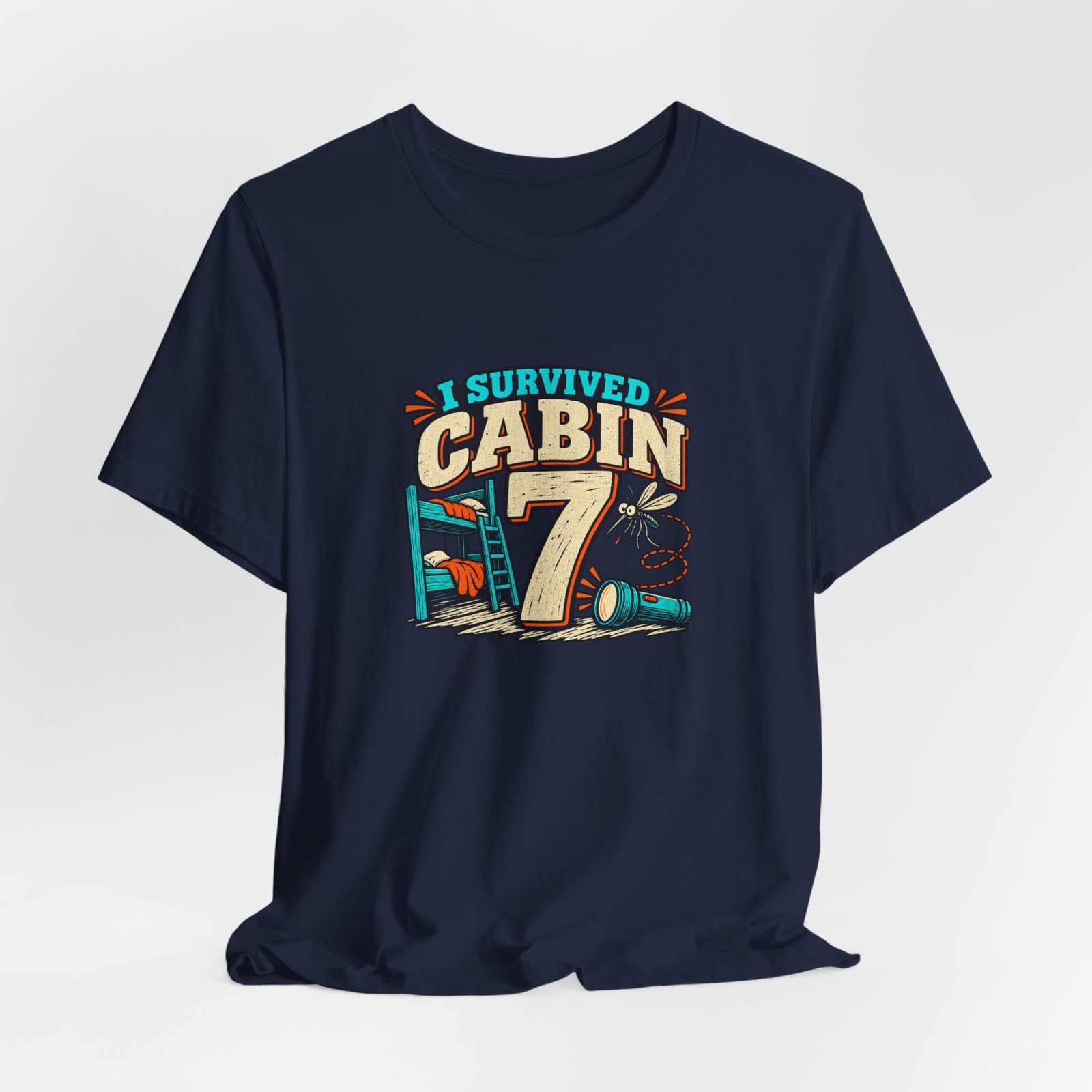 Survived Cabin 7 Summer Camp Humor Graphic Tee - Image 36