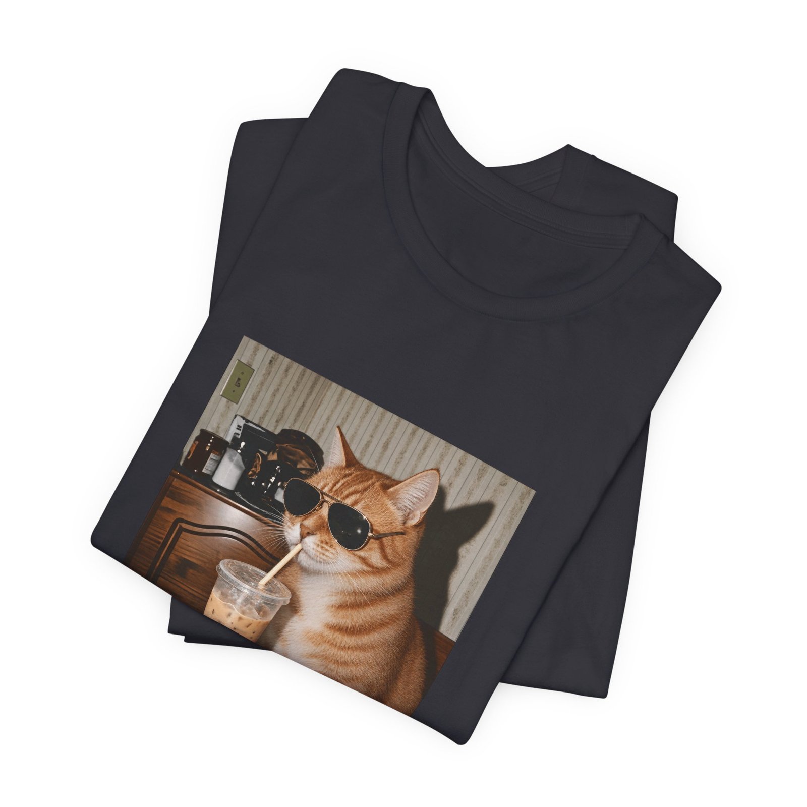 Cat Drinking Iced Coffee Graphic Tee - Image 23