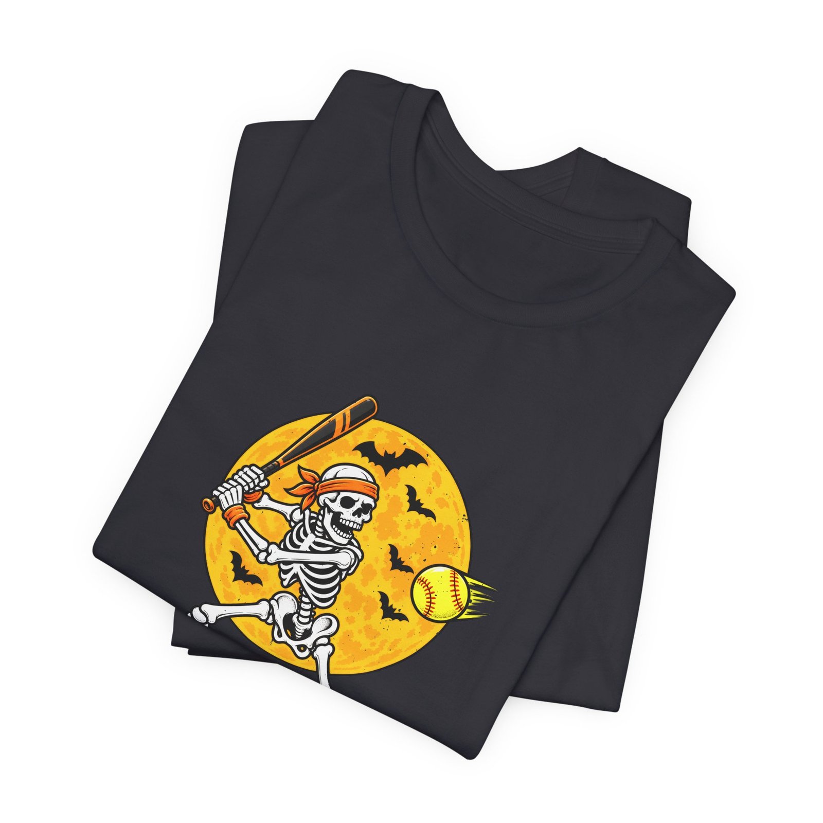 Skeleton Softball Halloween Moon Graphic Tee - Image 11