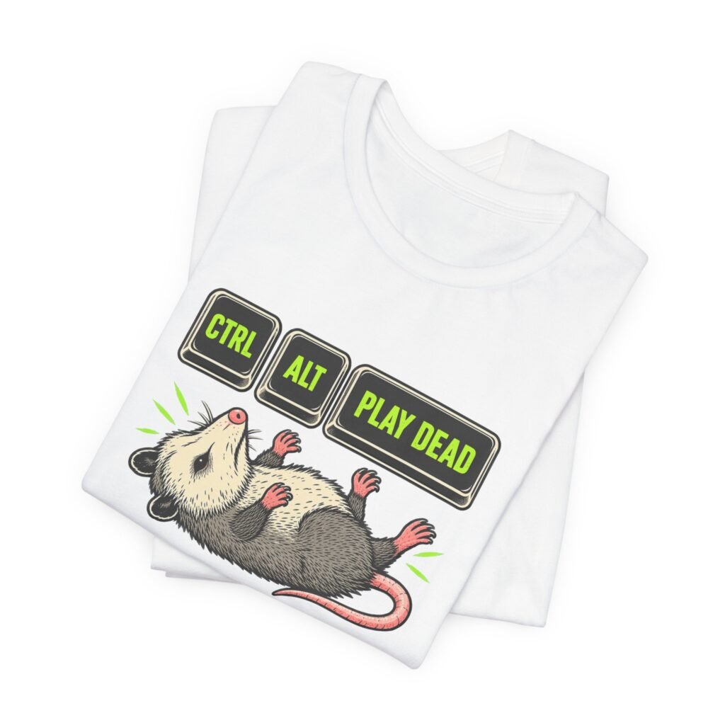 Dead Pretending Opossum Keyboard Joke Graphic Tee
