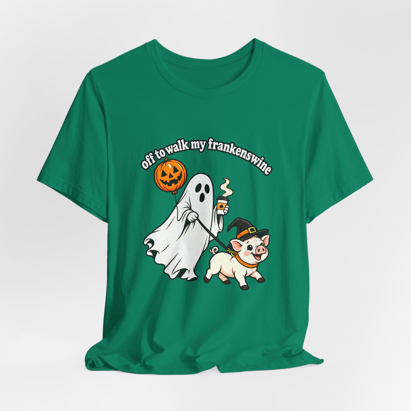 Off To Walk My Frankenswine Halloween Pig Ghost With Witch Hat - Image 16