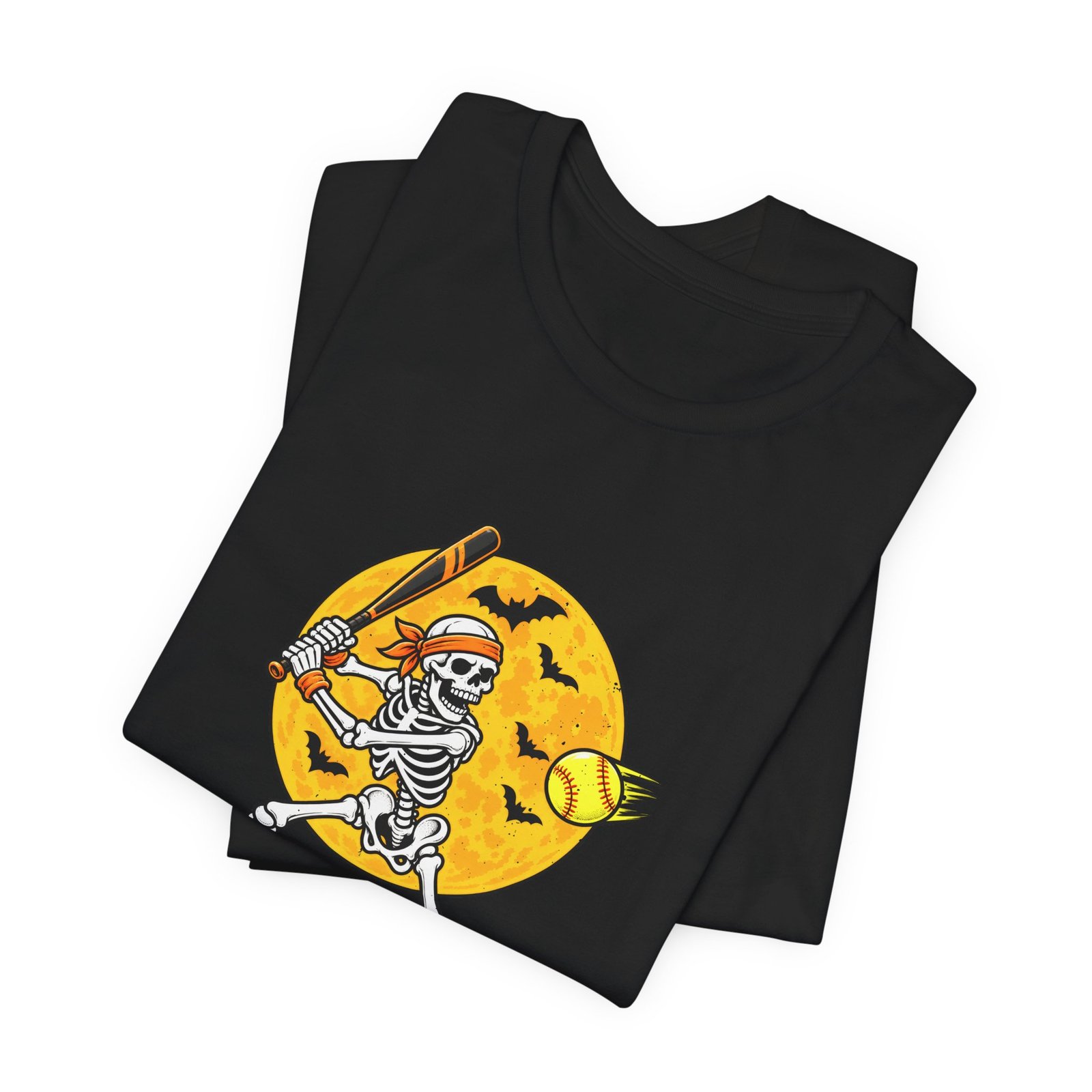 Skeleton Softball Halloween Moon Graphic Tee - Image 7