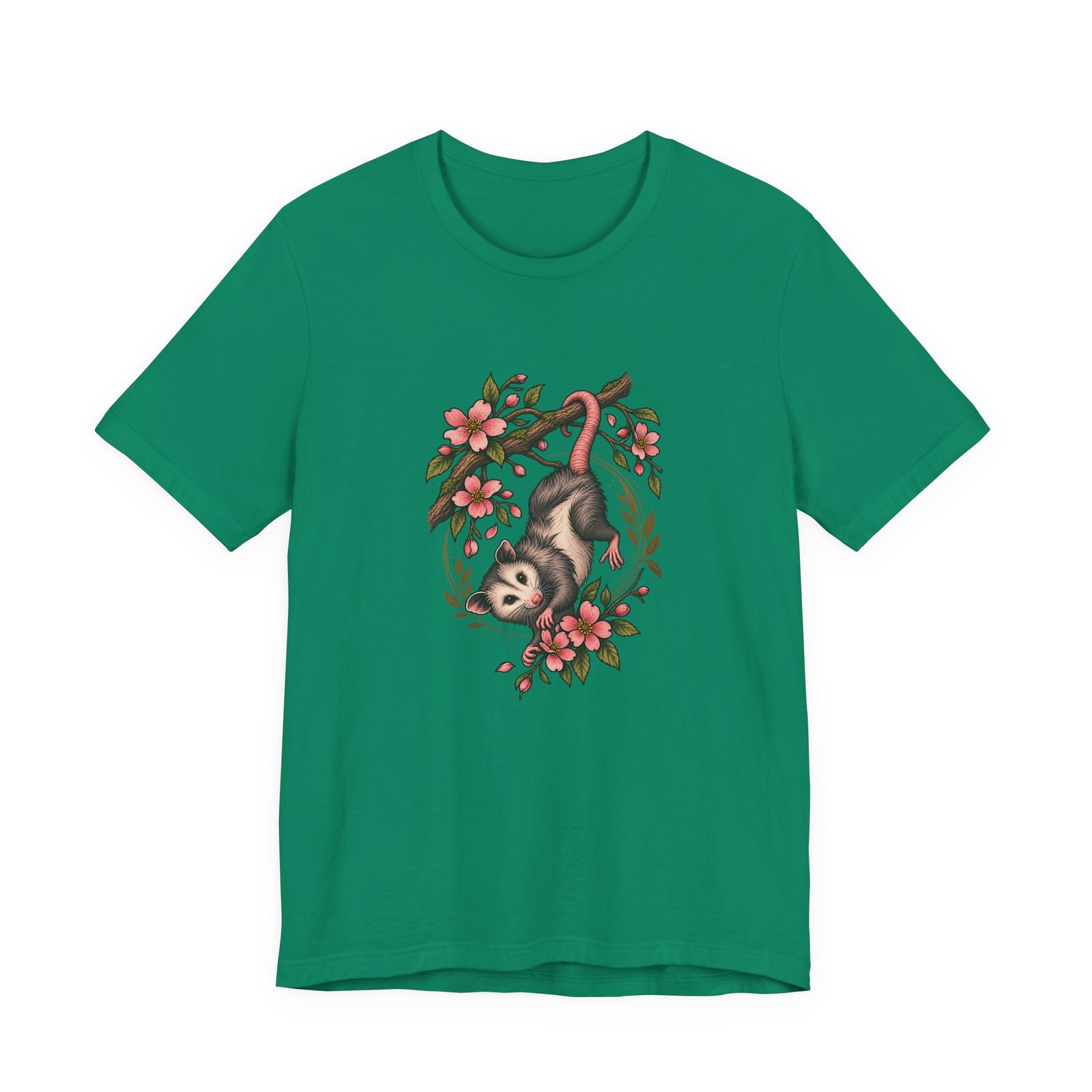 Opossum Hanging Among Blossoms Graphic Tee - Image 25
