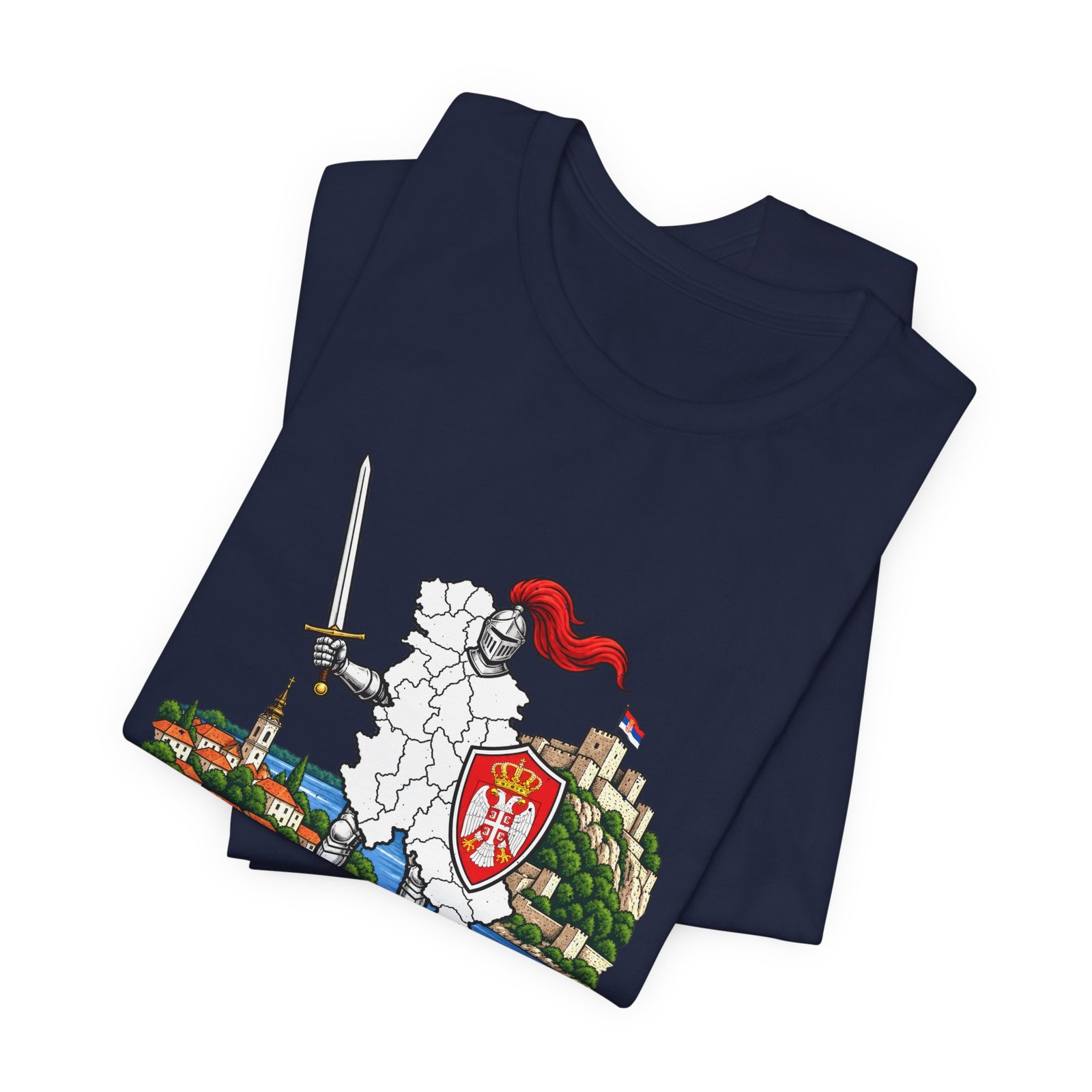 Ser Bia Heraldic Knight Heritage Serbia Pun Graphic Tee - Image 35