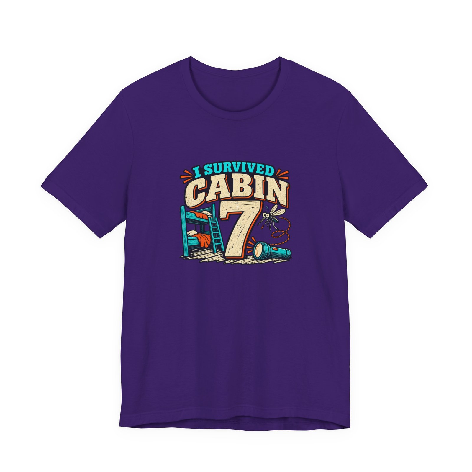 Survived Cabin 7 Summer Camp Humor Graphic Tee - Image 37