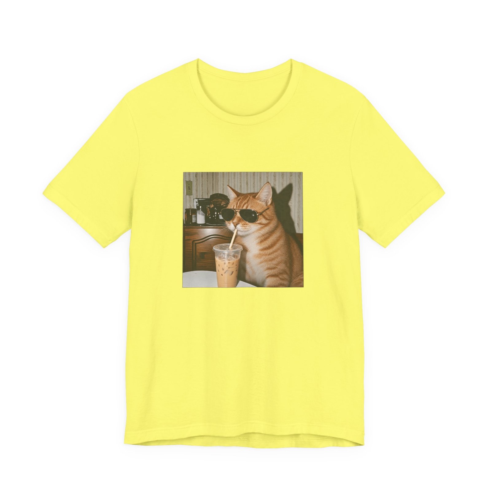 Cat Drinking Iced Coffee Graphic Tee - Image 17