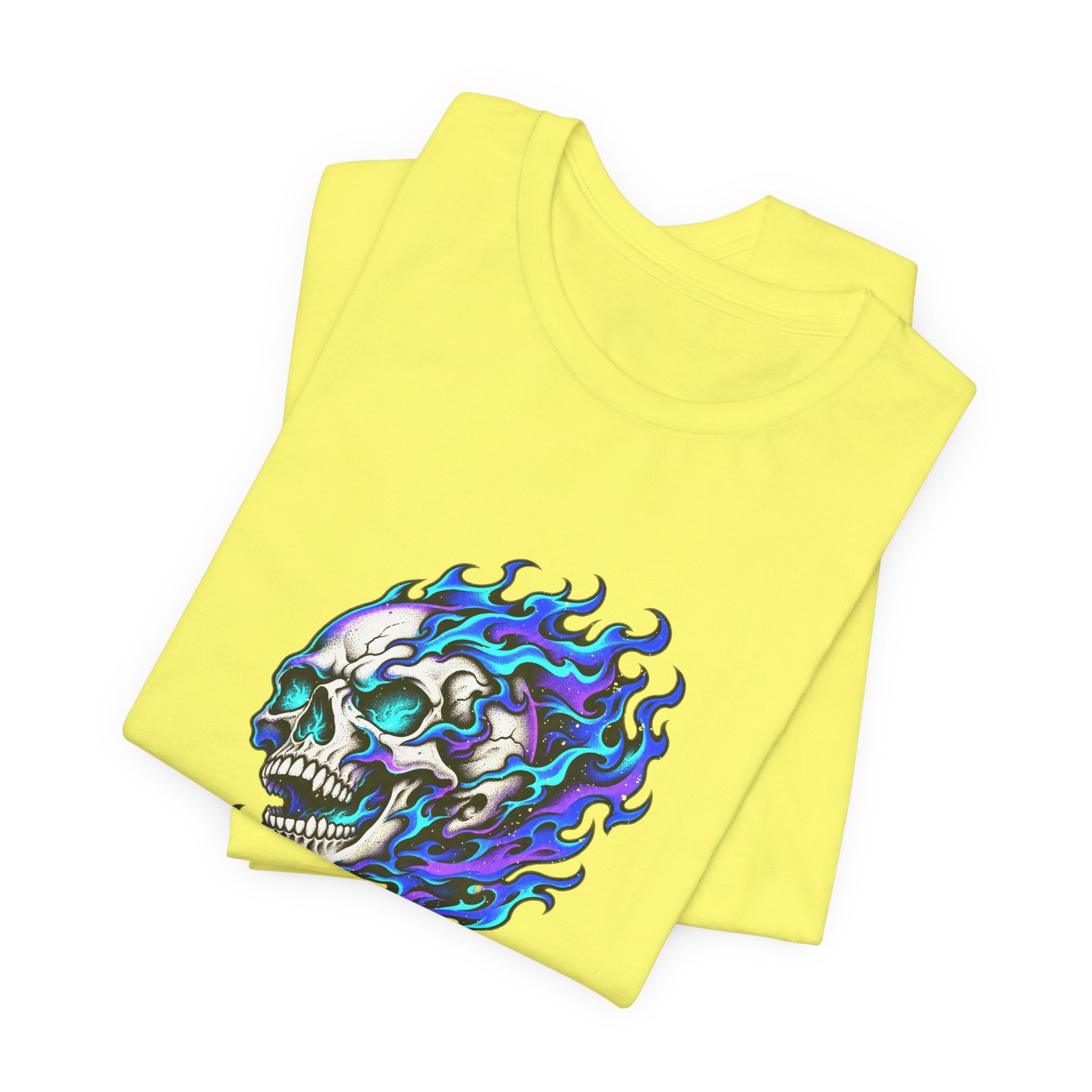 Flaming Skull Dark Fantasy Art Graphic Tee - Image 11