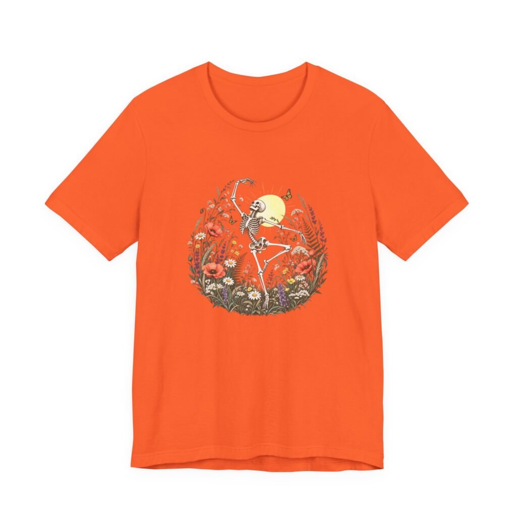 Dancing Halloween Skeleton Wildflower Graphic Tee