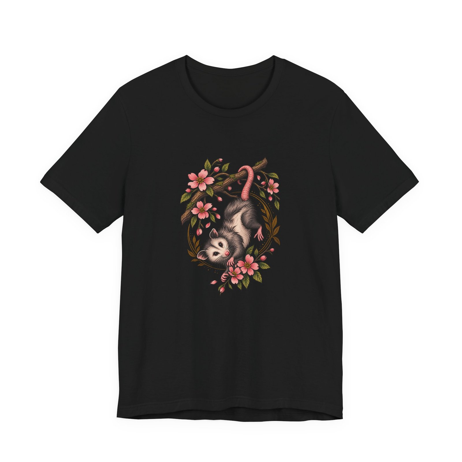 Opossum Hanging Among Blossoms Graphic Tee - Image 13