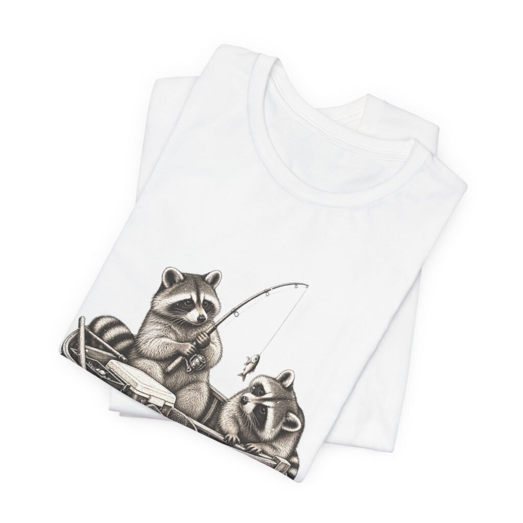 Funny Raccoon Fishing Trip Illustration