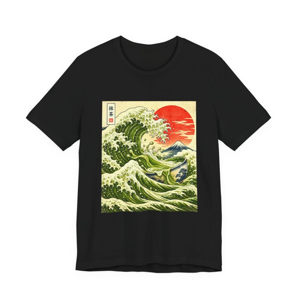 Matcha Great Wave Tea Bowl Illustration