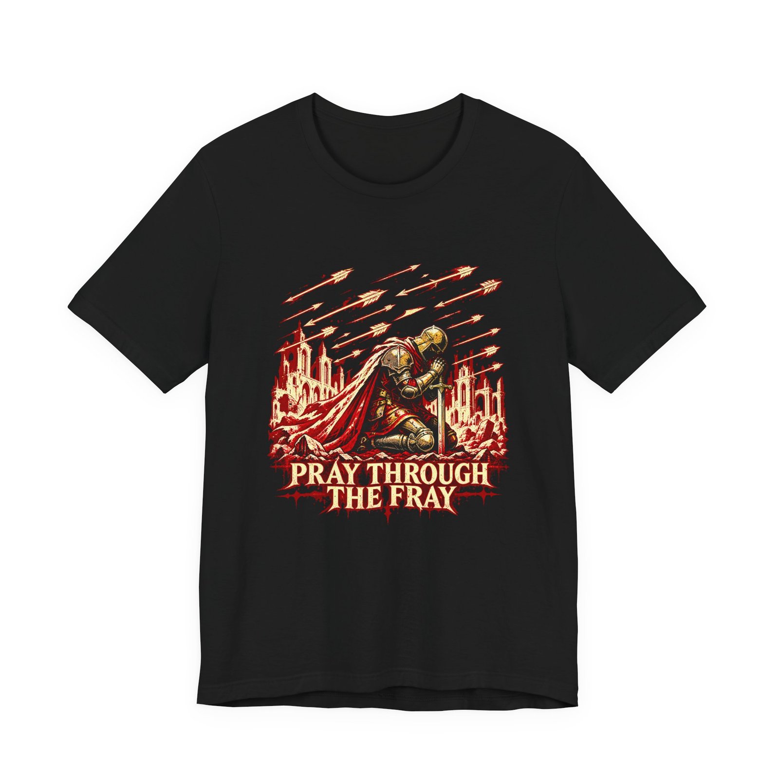 Pray Through Fray Christian Prayer Faith Graphic Tee - Image 5