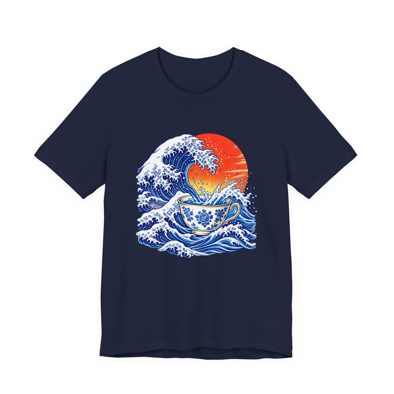Japanese Ocean Wave and Floral Teacup Artwork - Image 21