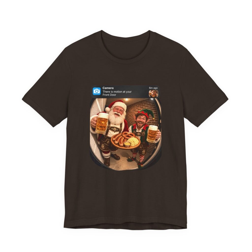 Santa Doorbell Beer Christmas Humor Graphic Tee