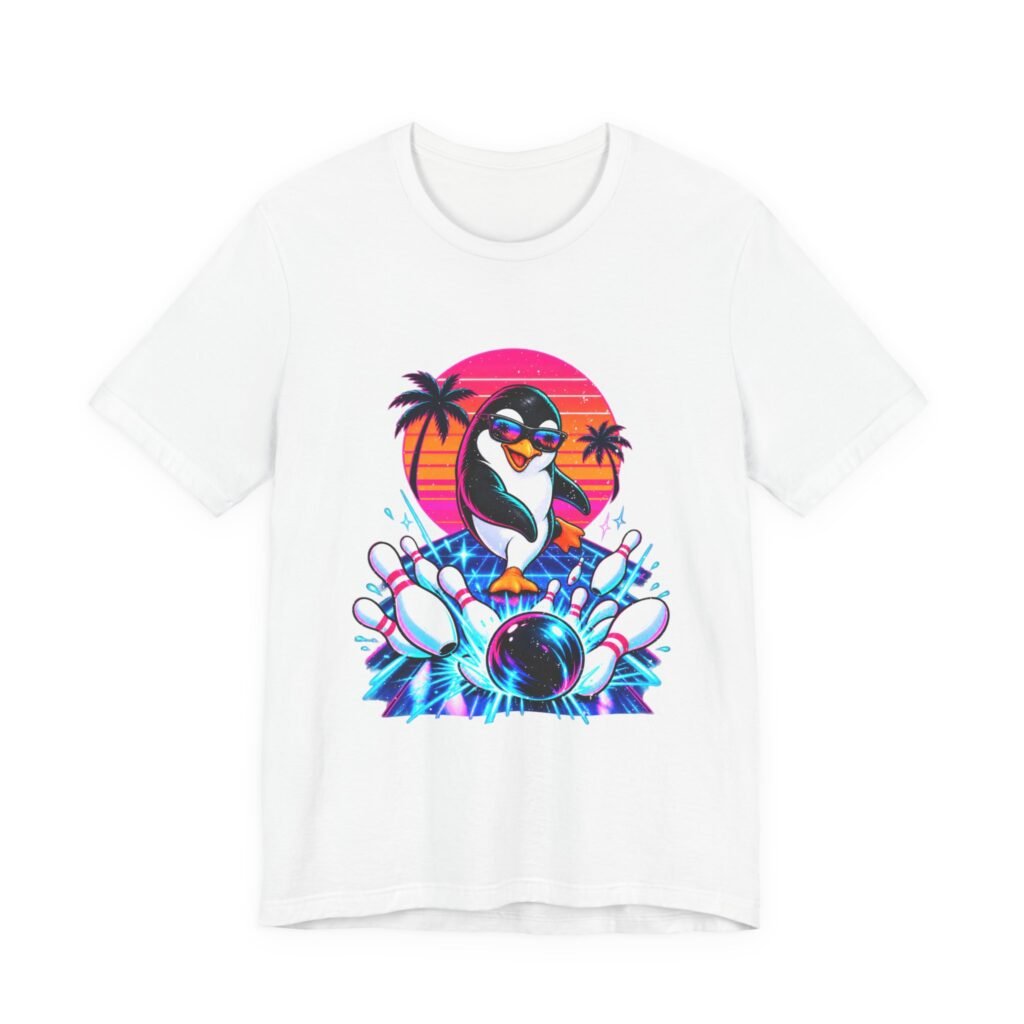 Penguin Bowling Under a Tropical Sunset