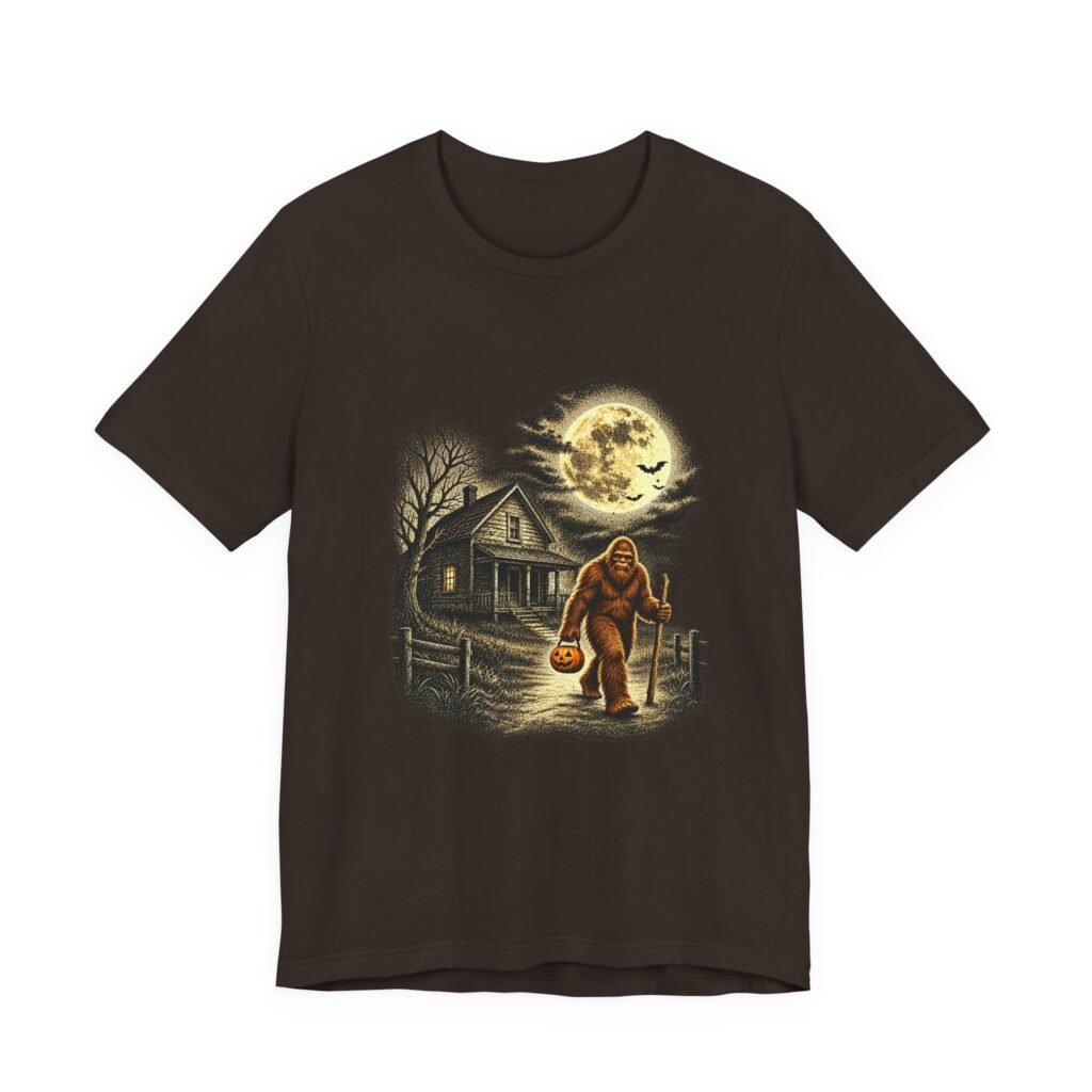 Bigfoot Halloween Trick Or Treat Pumpkin Graphic Tee