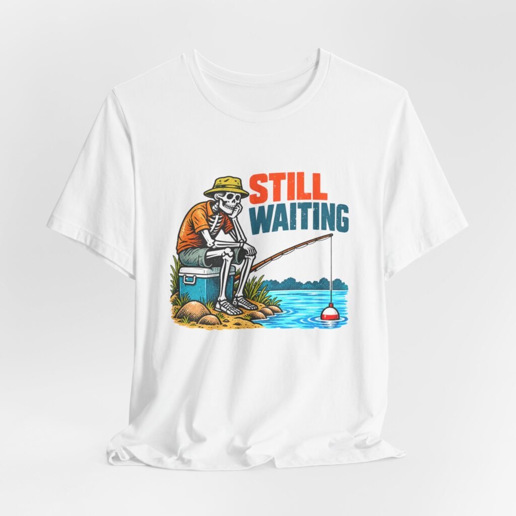 Still Waiting Skeleton Fishing Illustration